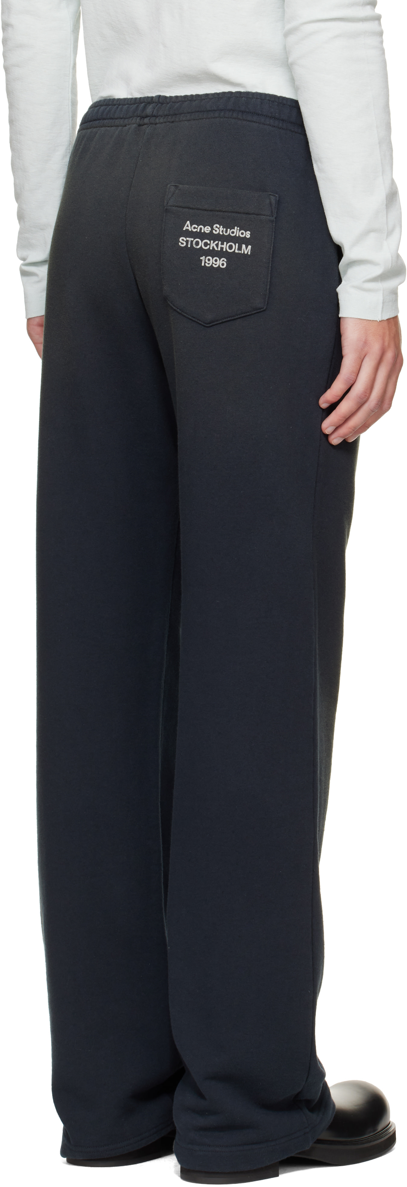 Acne Studios - Pantalon gris en molleton à logo