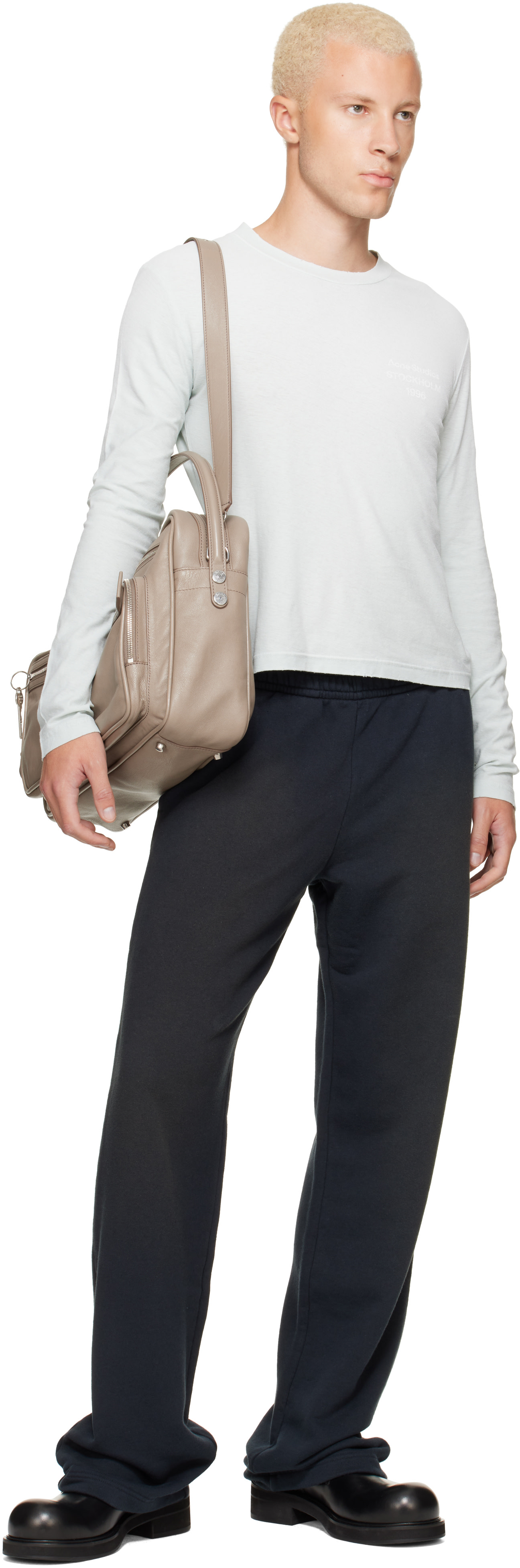 Acne Studios - Pantalon gris en molleton à logo
