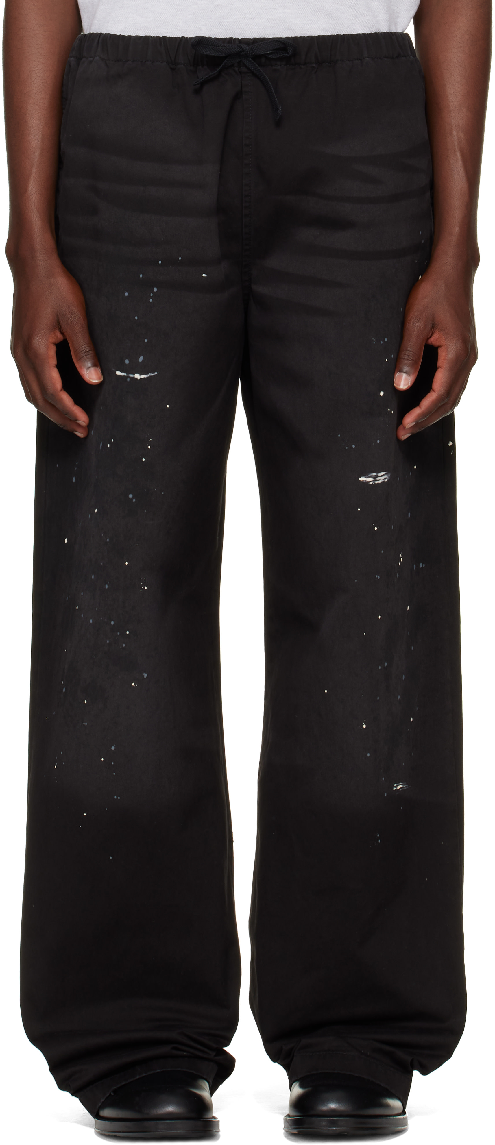 Acne Studios - Black Paint Splatter Drawstring Trousers