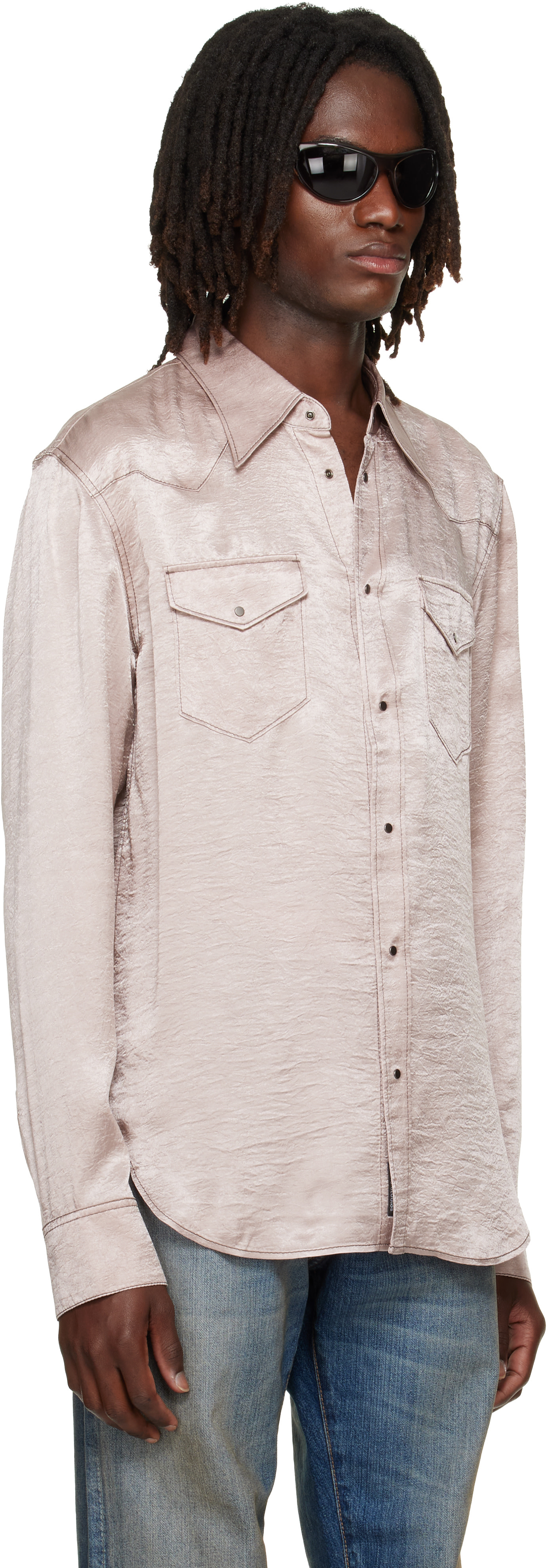 Acne Studios - ピンク Textured サテン ボタンアップシャツ
