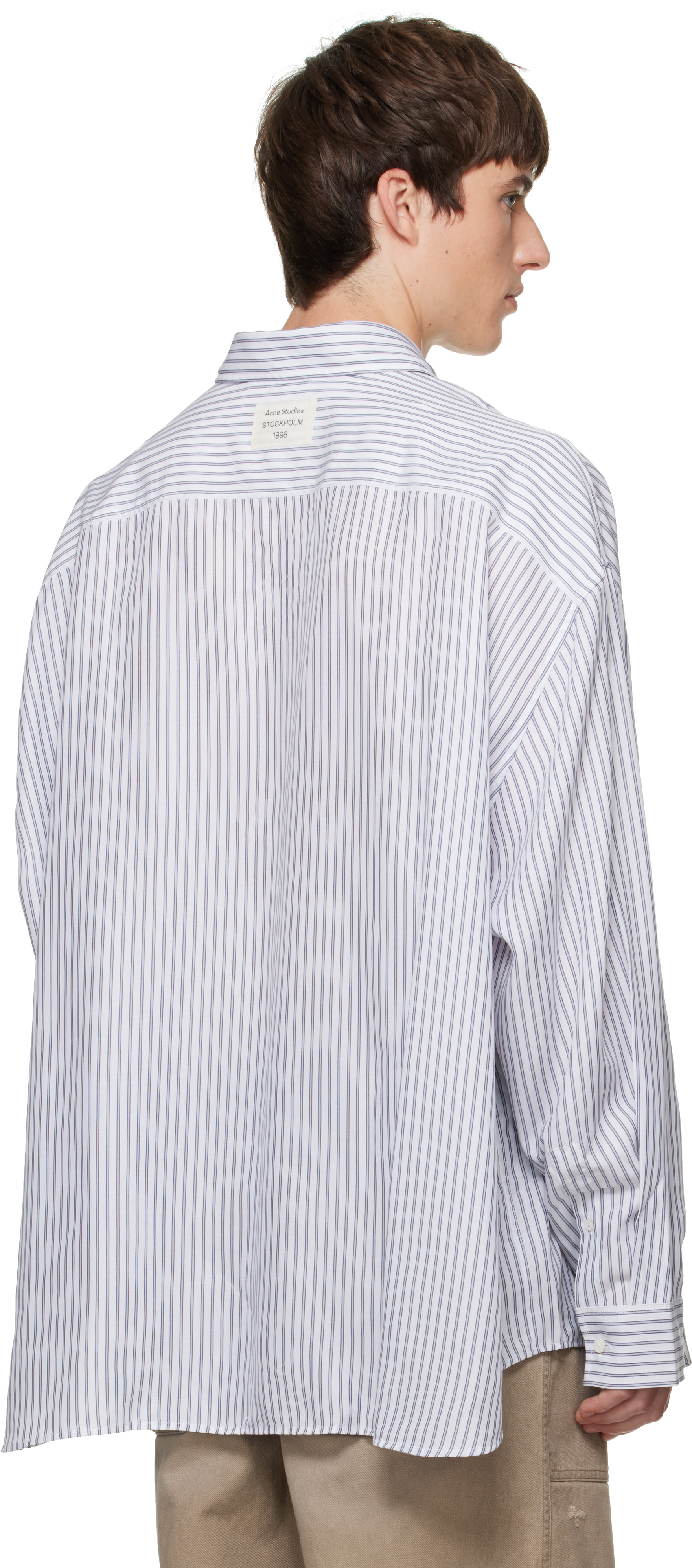Acne Studios - White & Navy Striped Button-Up Shirt