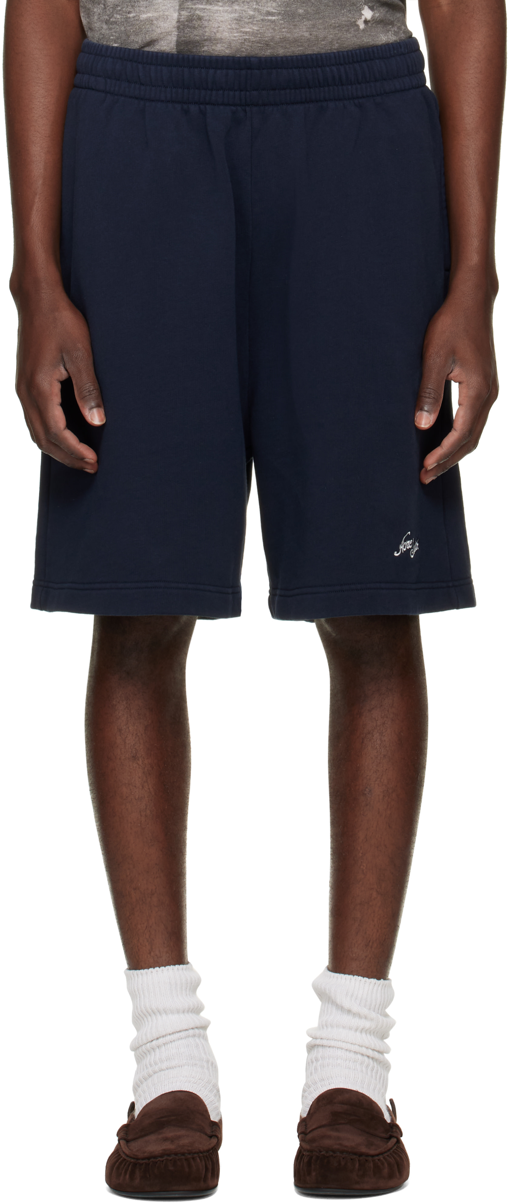 Acne Studios - Navy Embroidered Logo Shorts