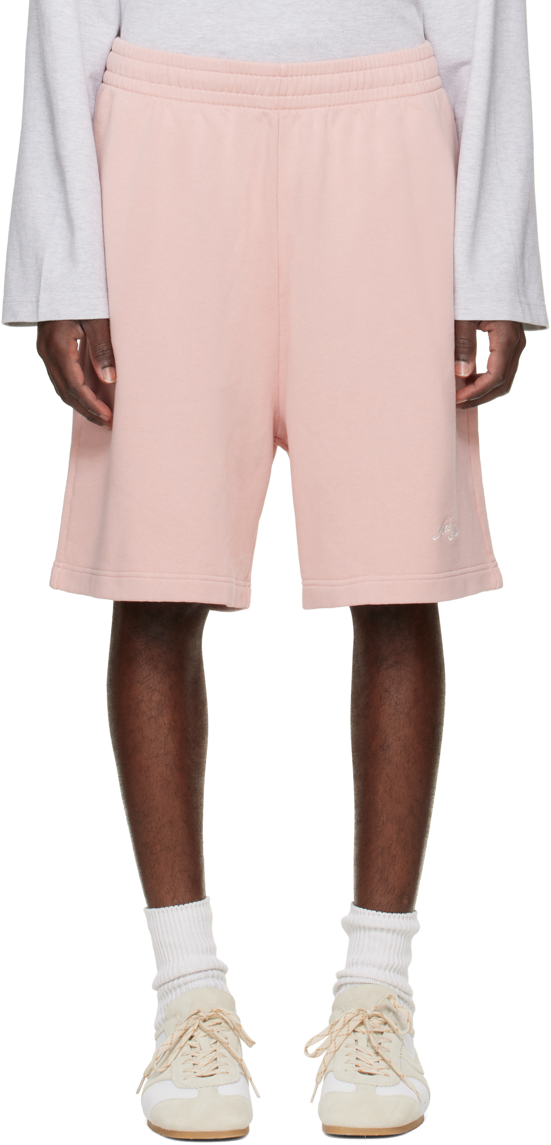 Acne Studios - Short rose à logo brodé