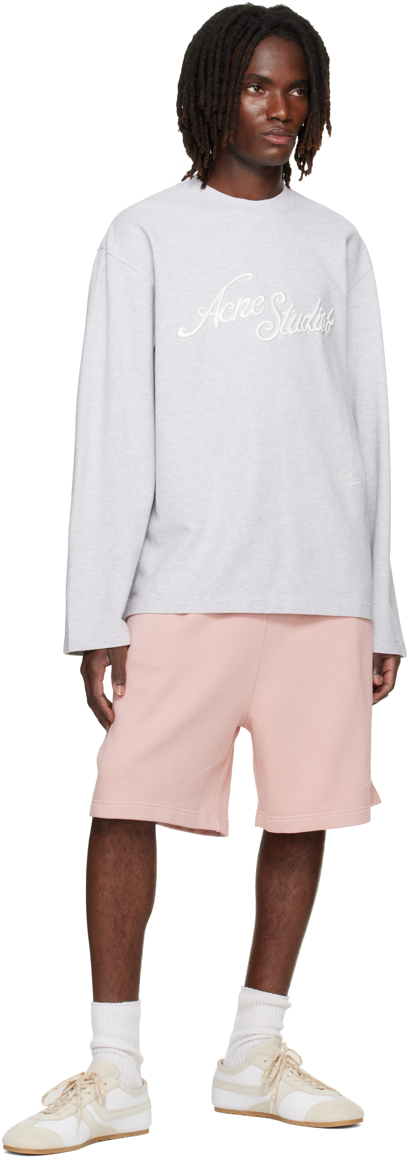 Acne Studios - Short rose à logo brodé