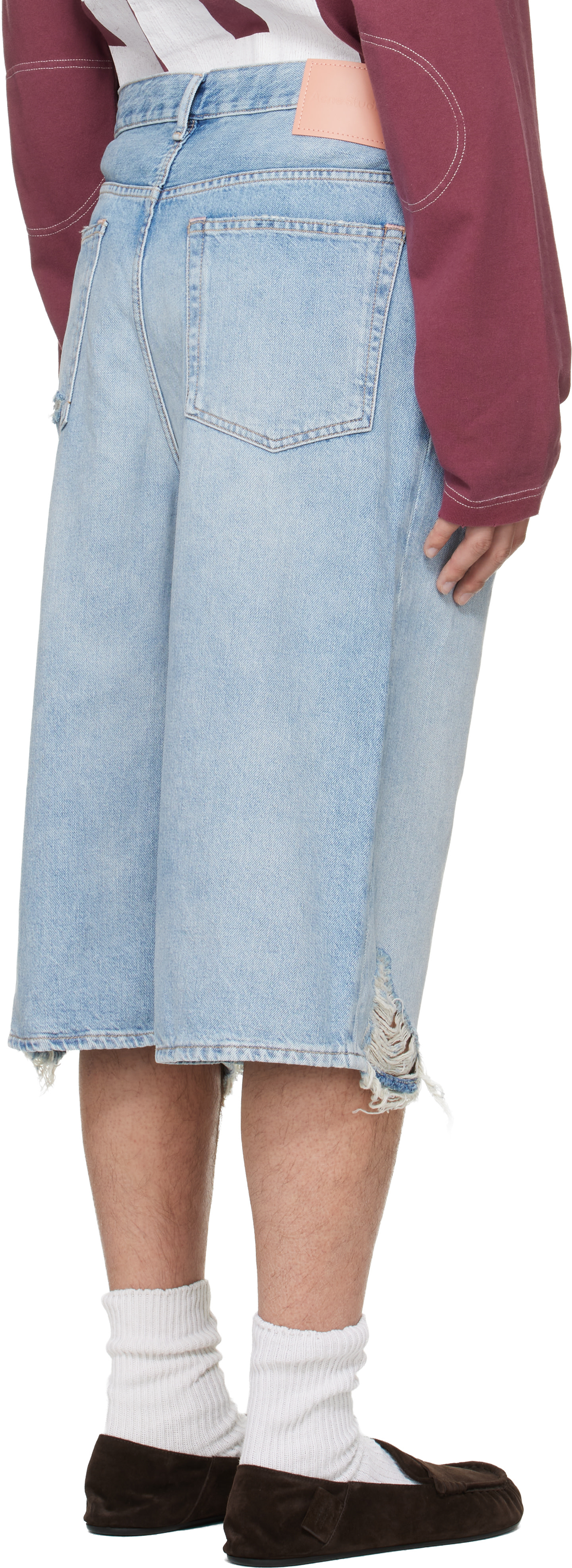 Acne Studios - Short bleu en denim à effet usé