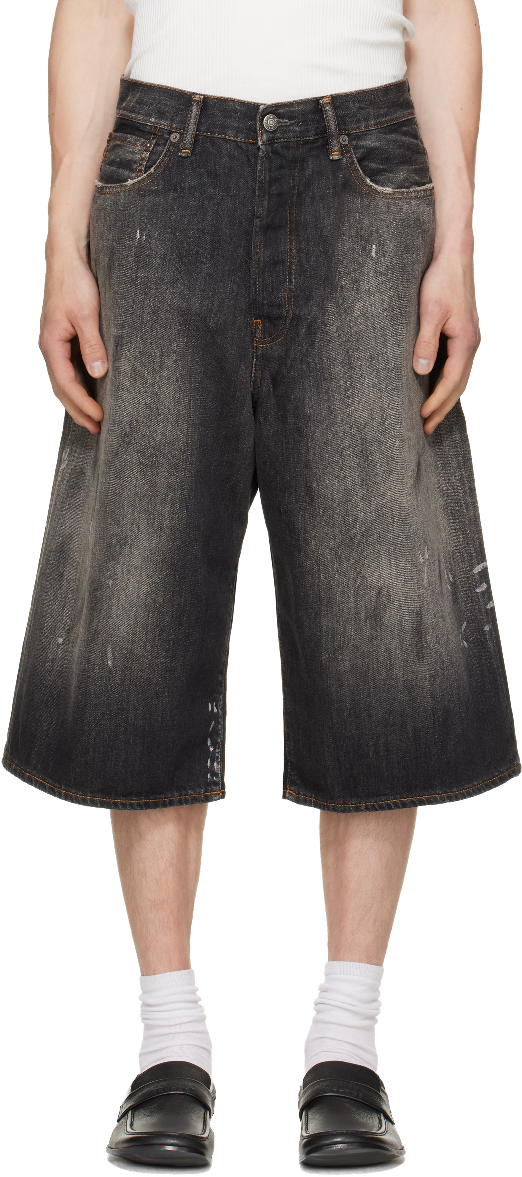 Acne Studios - Black Faded Denim Shorts