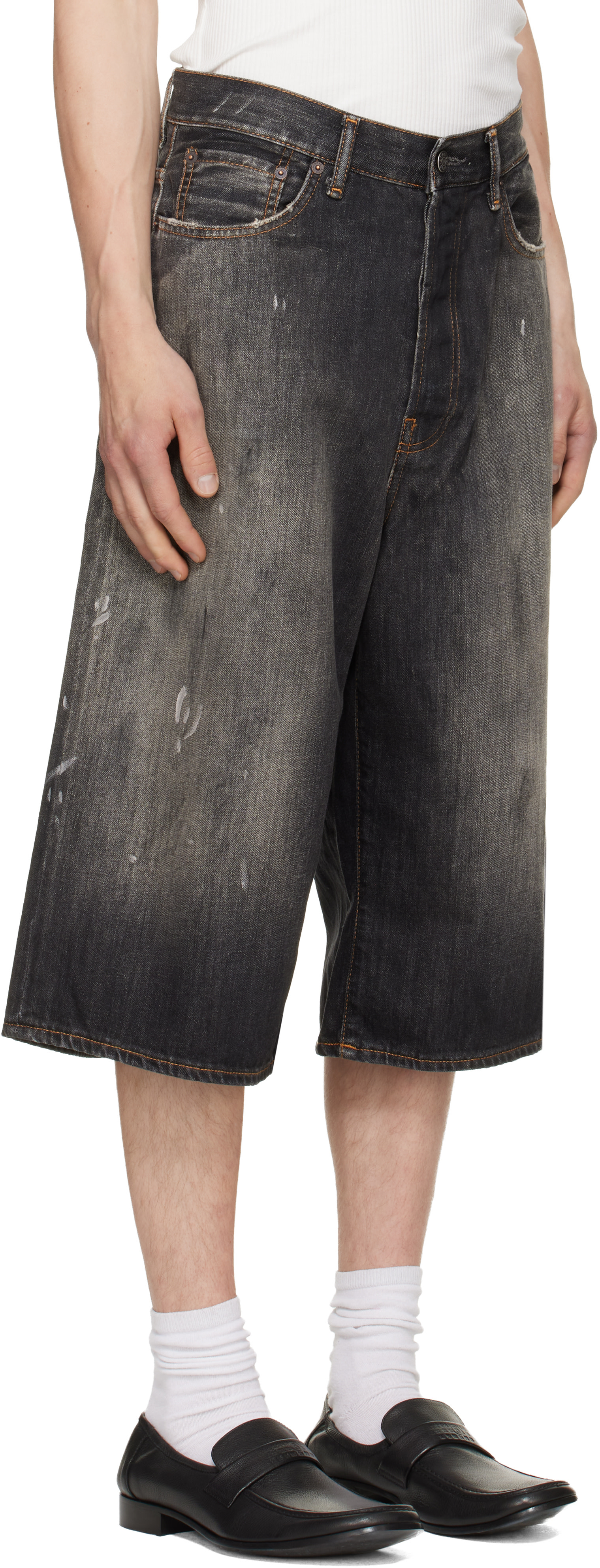 Acne Studios - Black Faded Denim Shorts