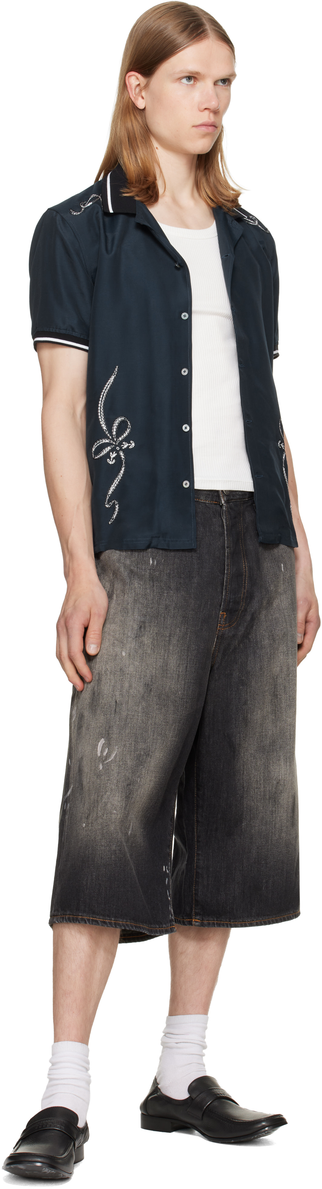 Acne Studios - Black Faded Denim Shorts