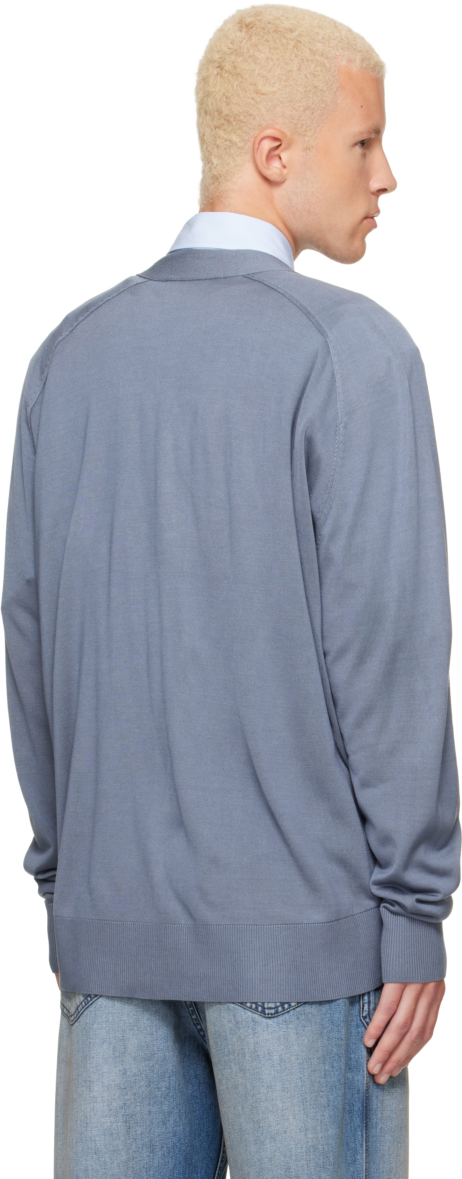 Acne Studios - Blue Silk V-Neck Cardigan