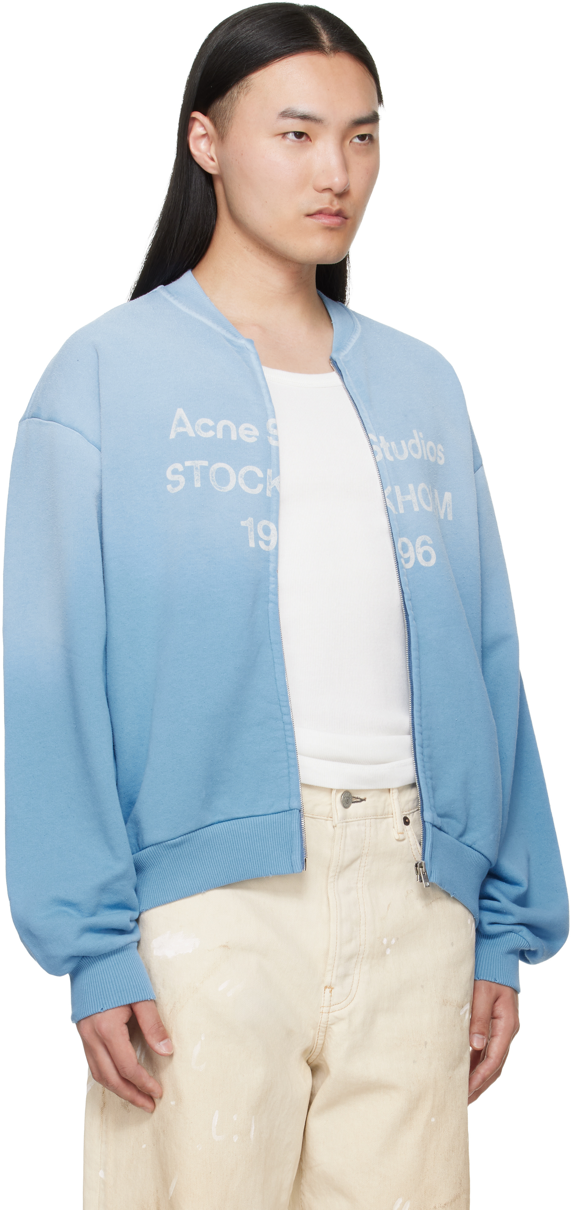 Acne Studios - ブルー Washed ジップアップ プルオーバー
