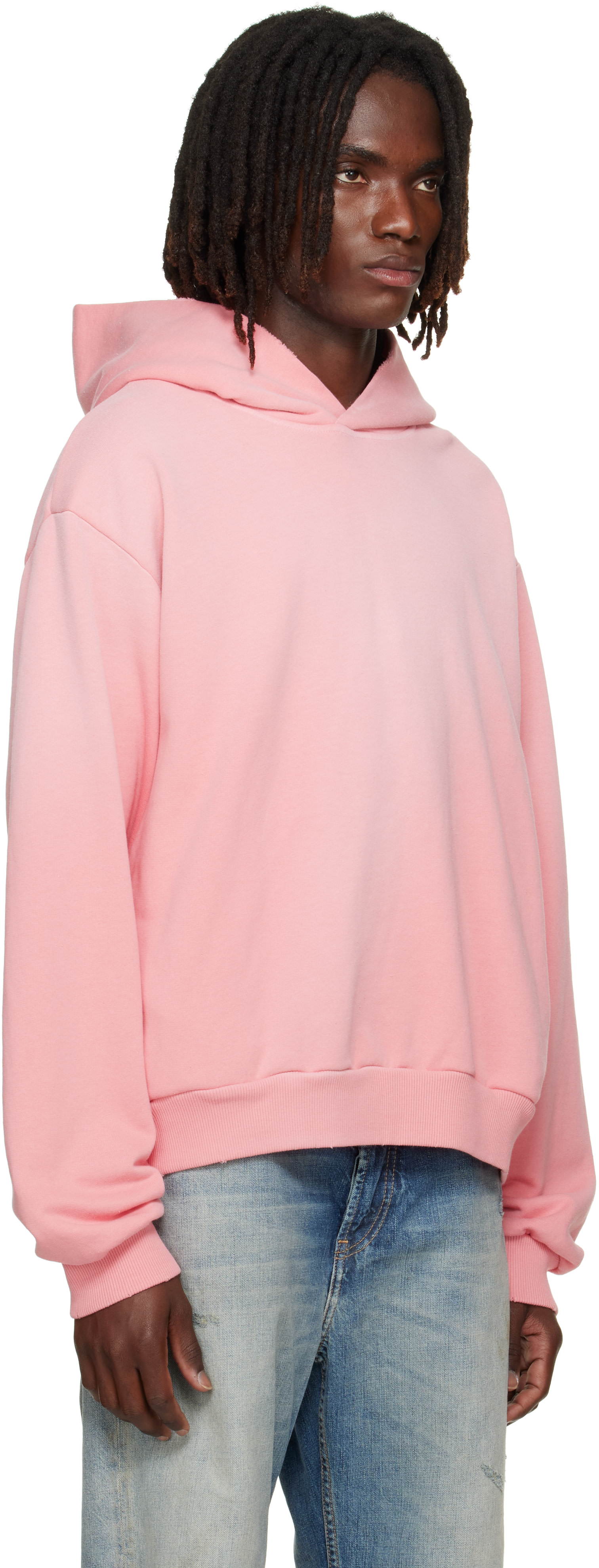 Acne Studios - Pull à capuche rose en molleton à logo