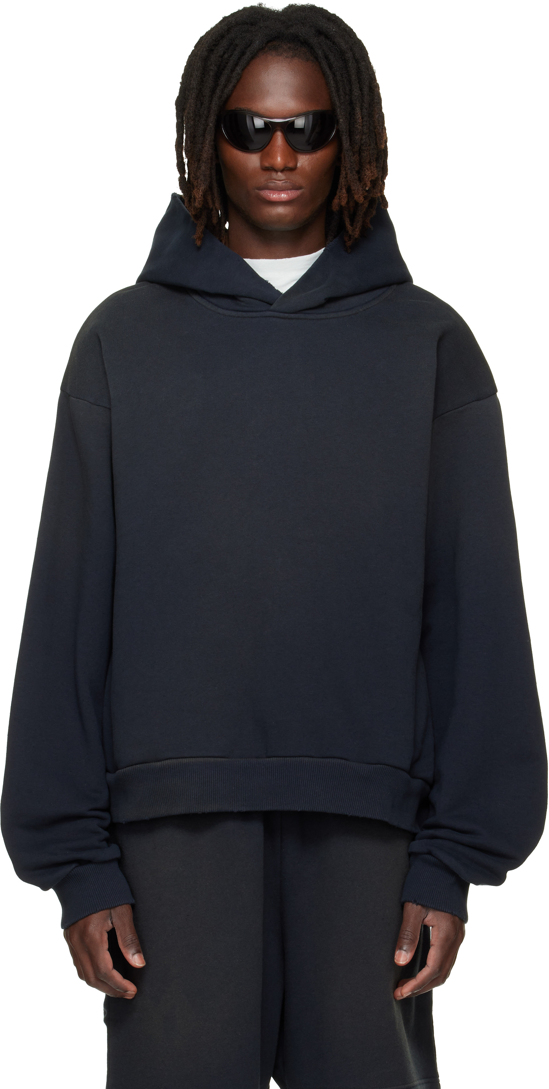 Acne Studios - Pull à capuche noir en molleton à logo