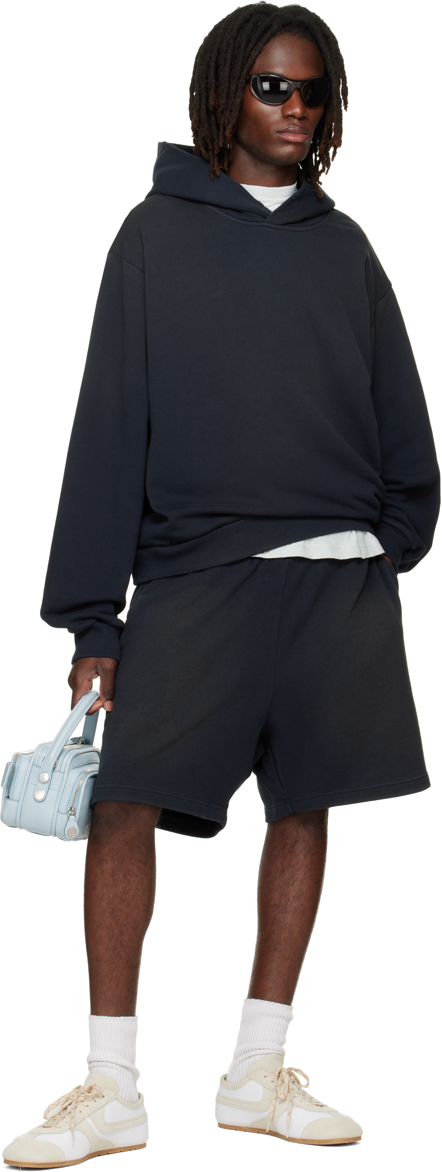 Acne Studios - Pull à capuche noir en molleton à logo