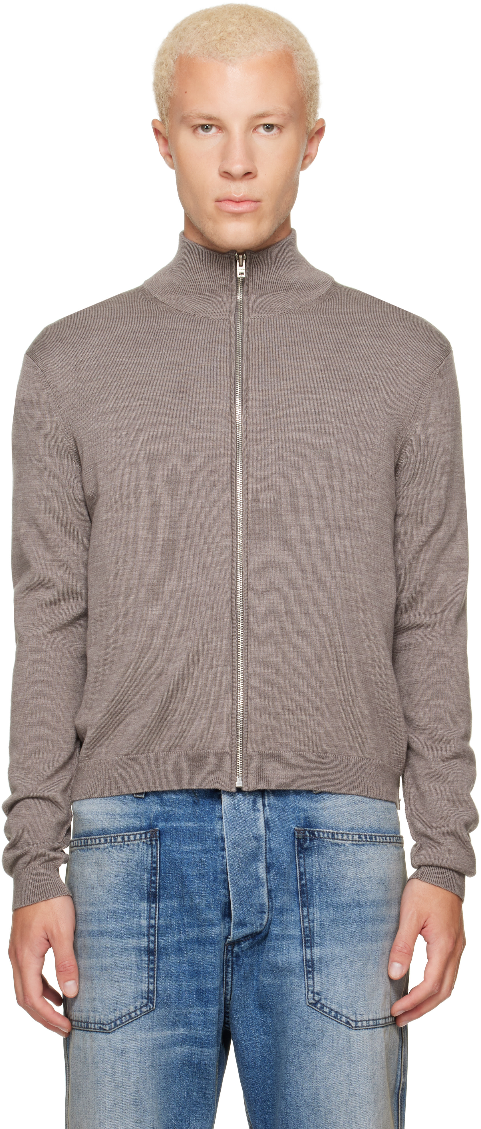 Acne Studios - Taupe Zip-Up Bow Logo Track Jacket