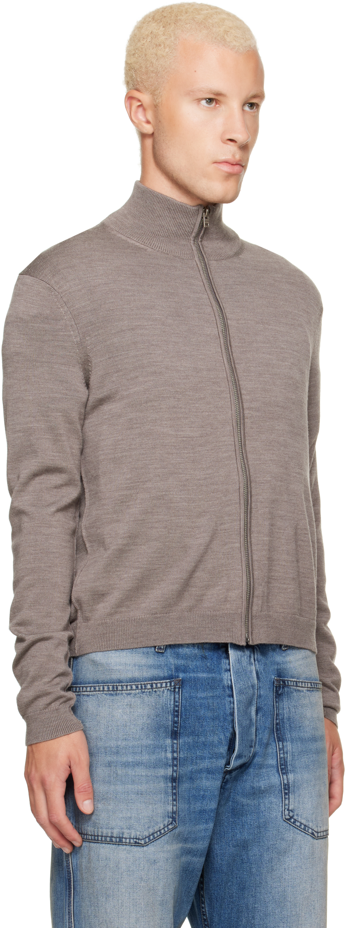 Acne Studios - Taupe Zip-Up Bow Logo Track Jacket