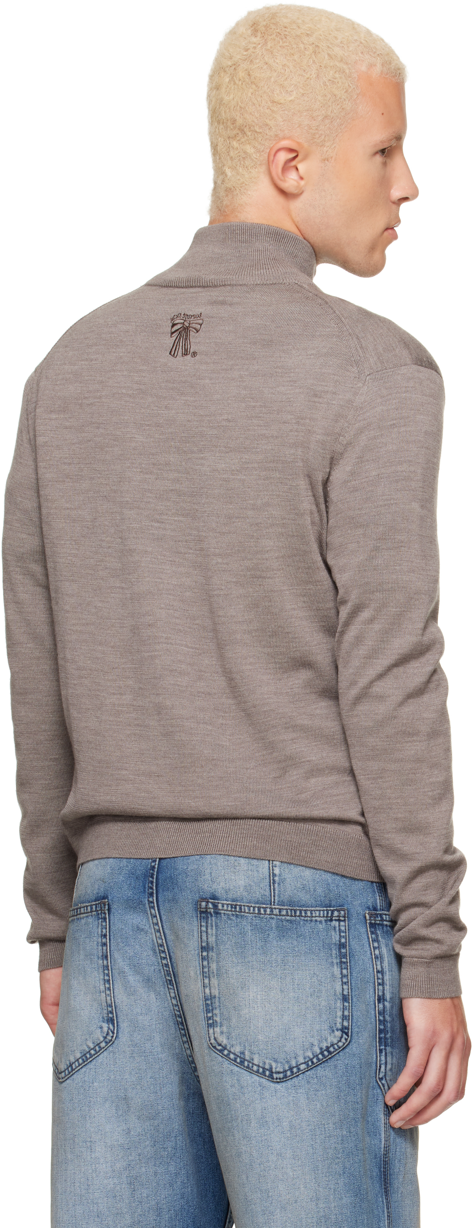 Acne Studios - Taupe Zip-Up Bow Logo Track Jacket
