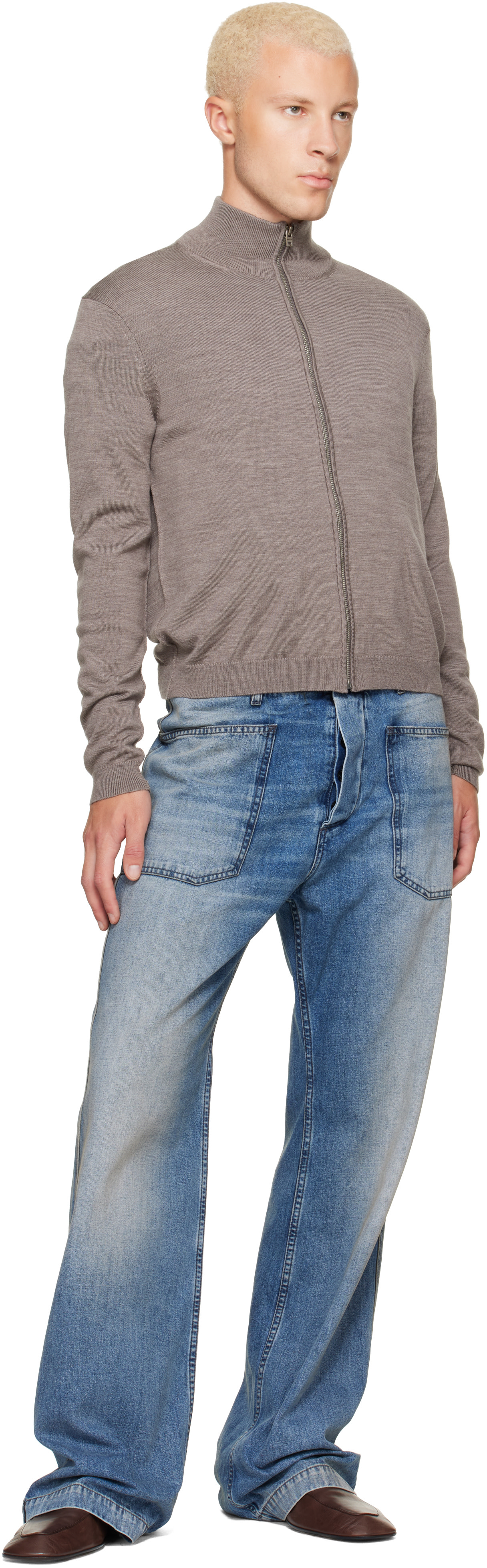 Acne Studios - Taupe Zip-Up Bow Logo Track Jacket