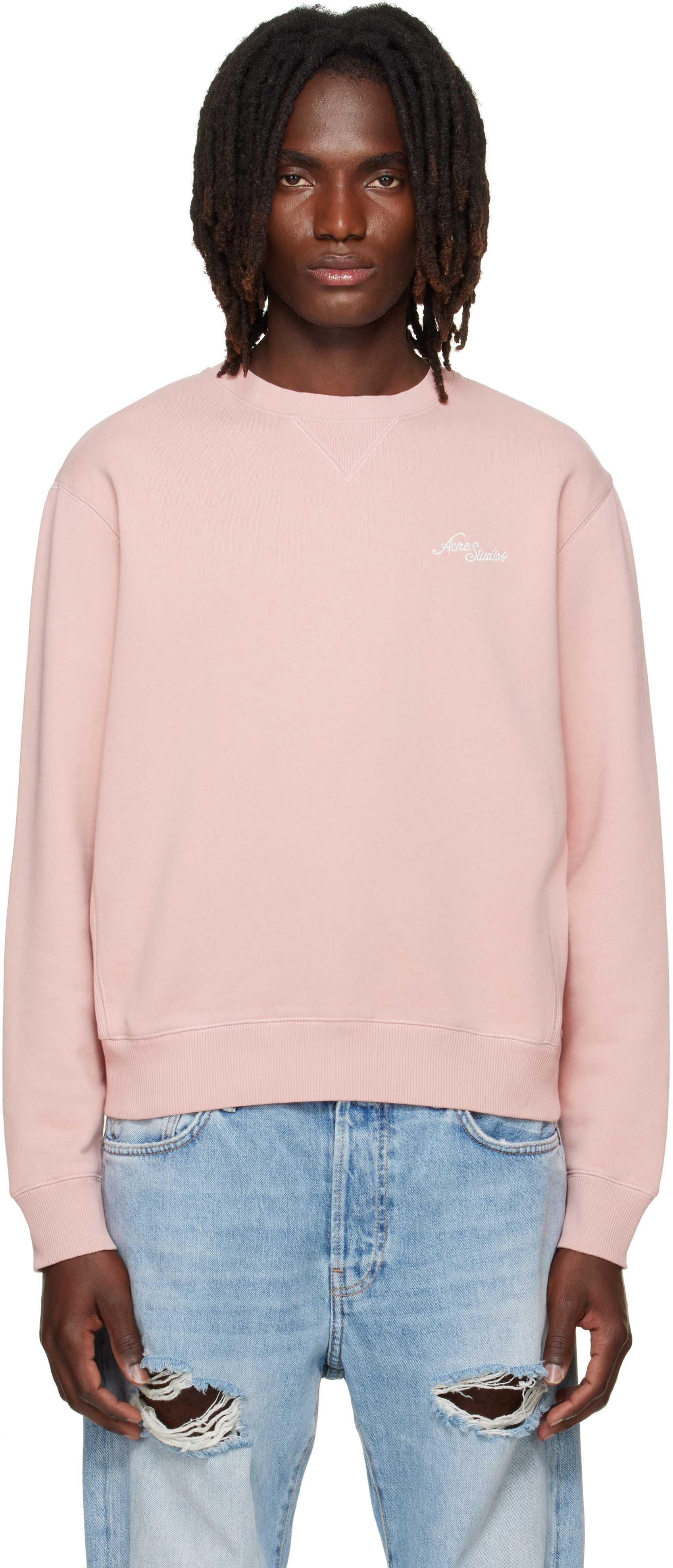 Acne Studios - Pull molletonné rose à logo