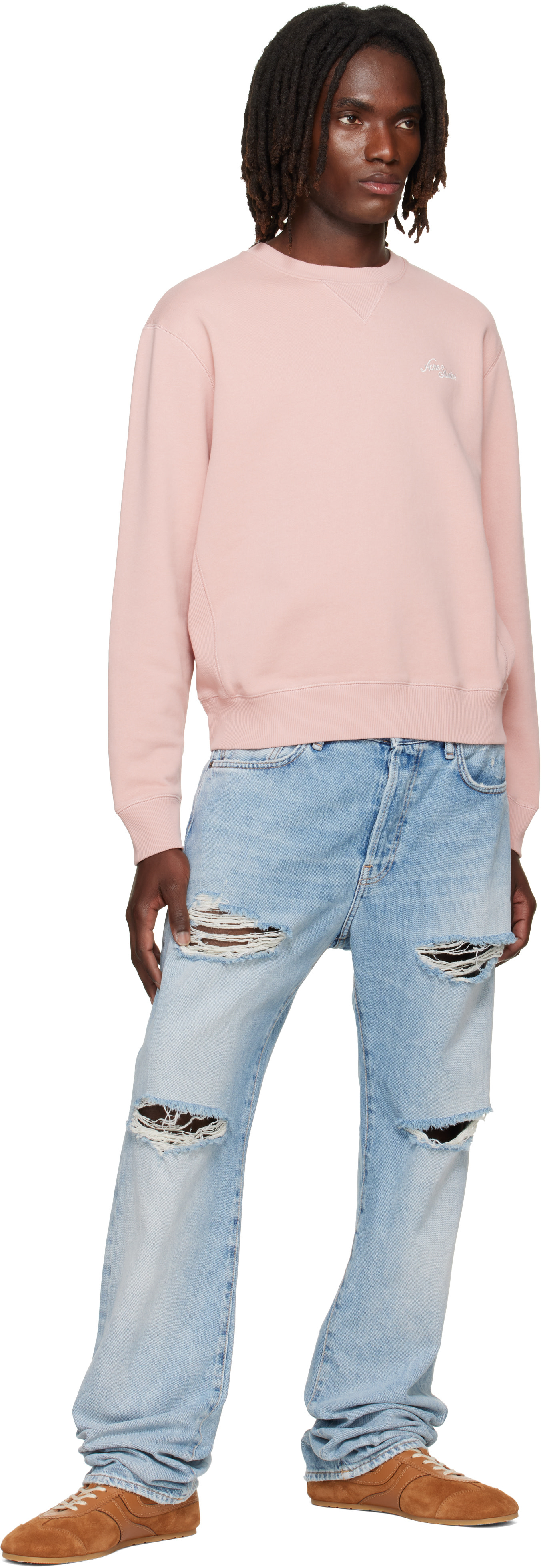 Acne Studios - Pull molletonné rose à logo