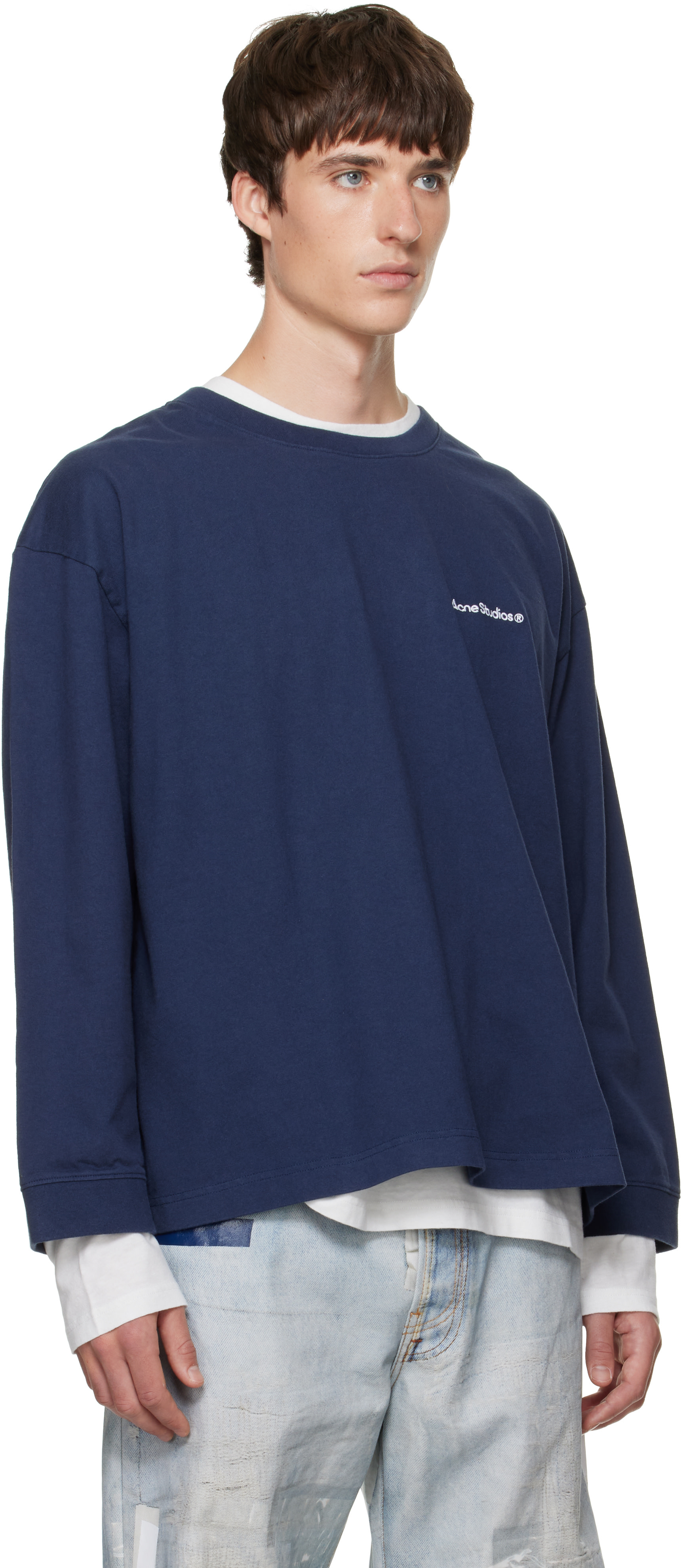 Acne Studios - Navy & White Layered Logo Sweatshirt