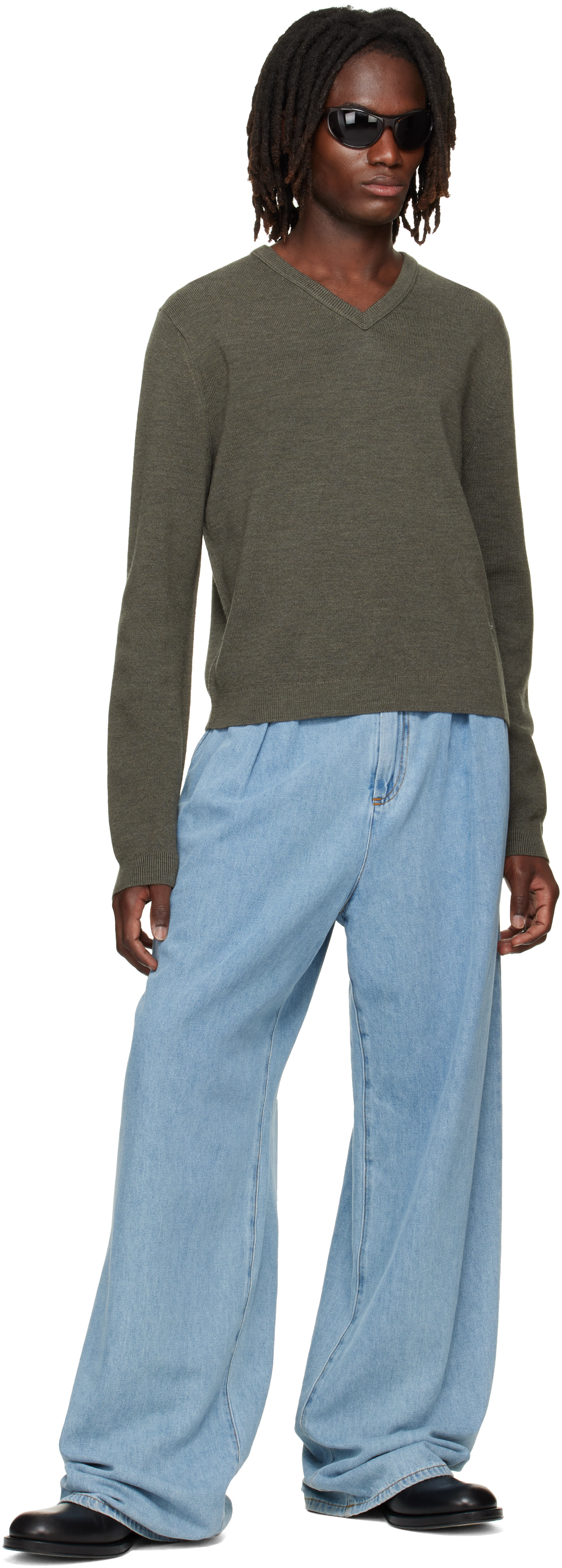 Acne Studios - Pull kaki en laine mérinos