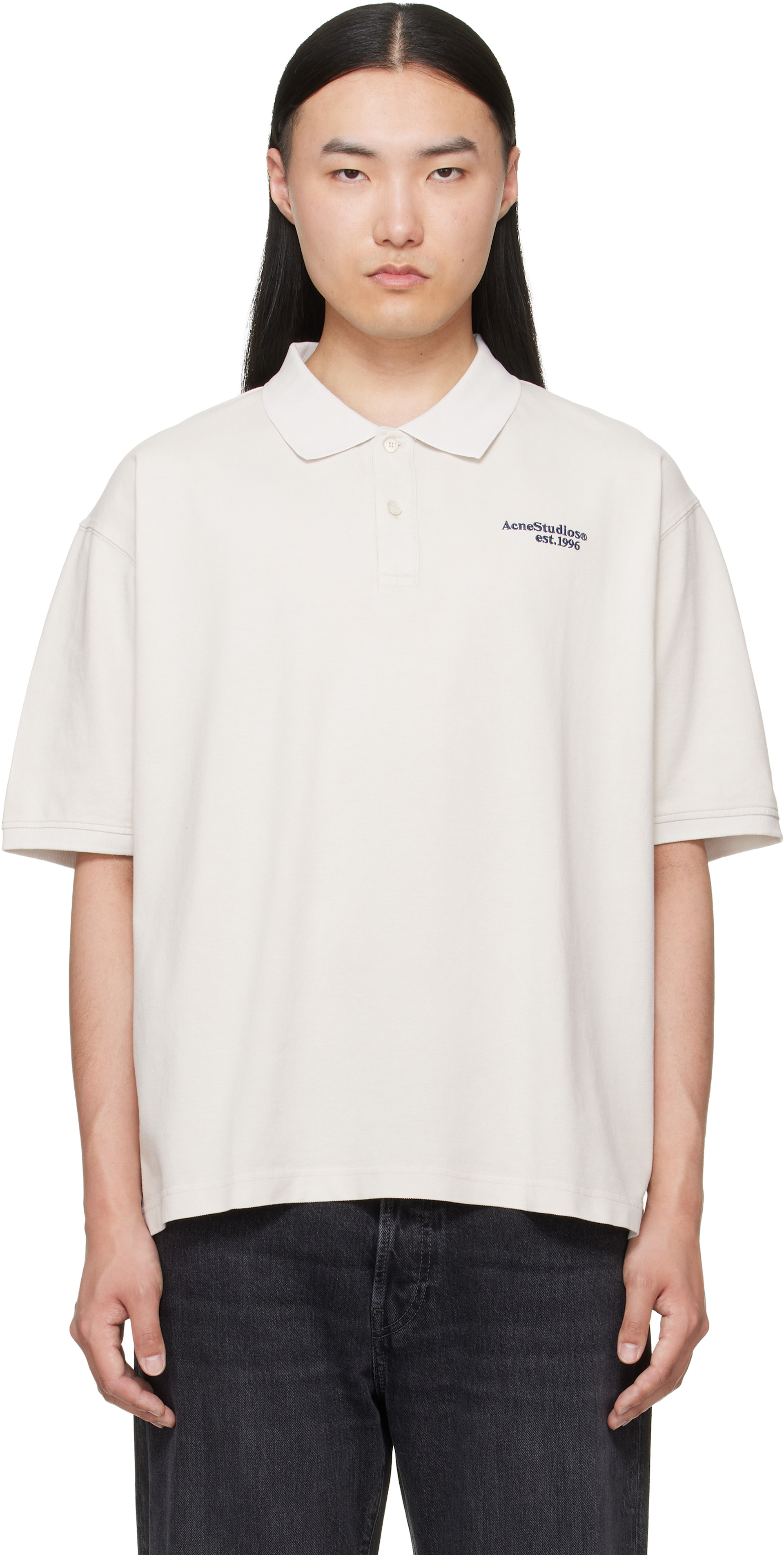 acne studios ポロシャツ Acne Studios - Washed logo polo - Maroon red