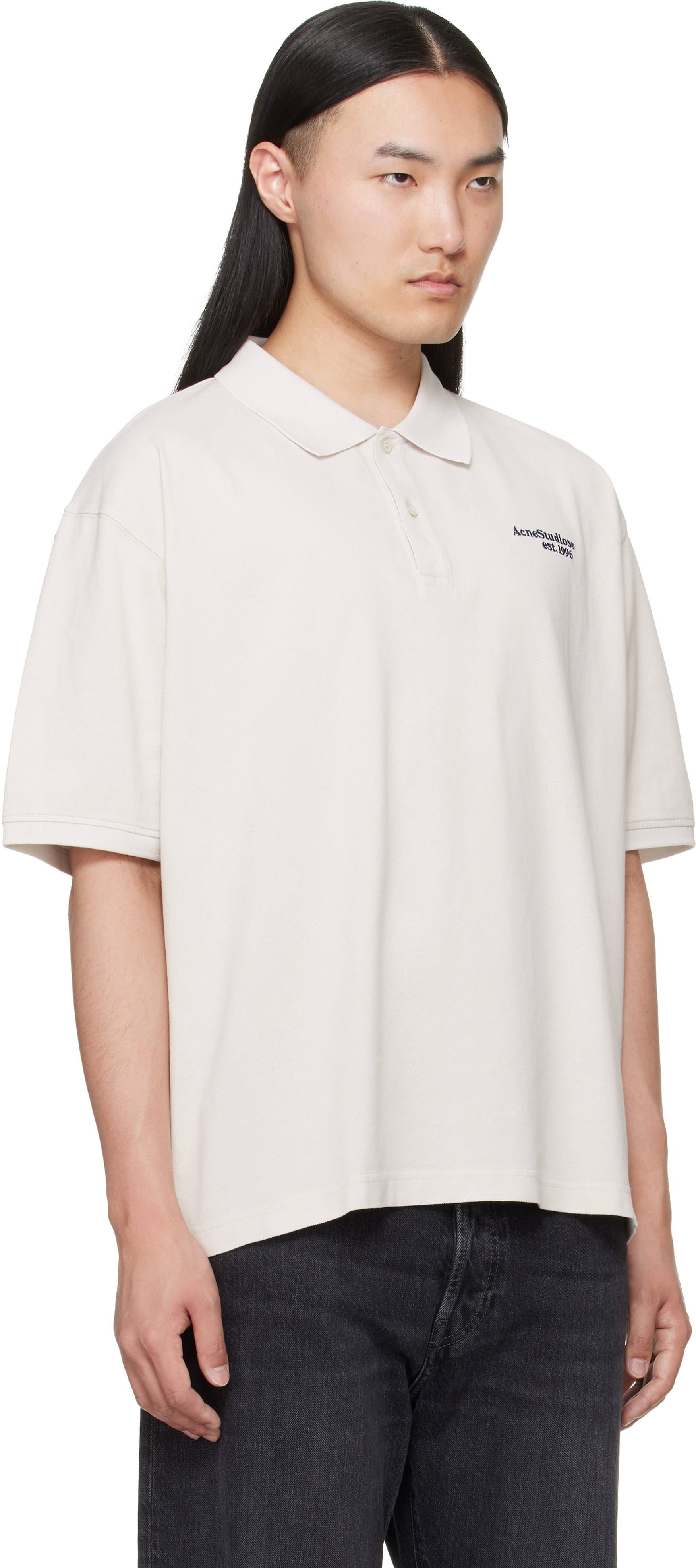 Acne Studios - Polo blanc cassé à logo