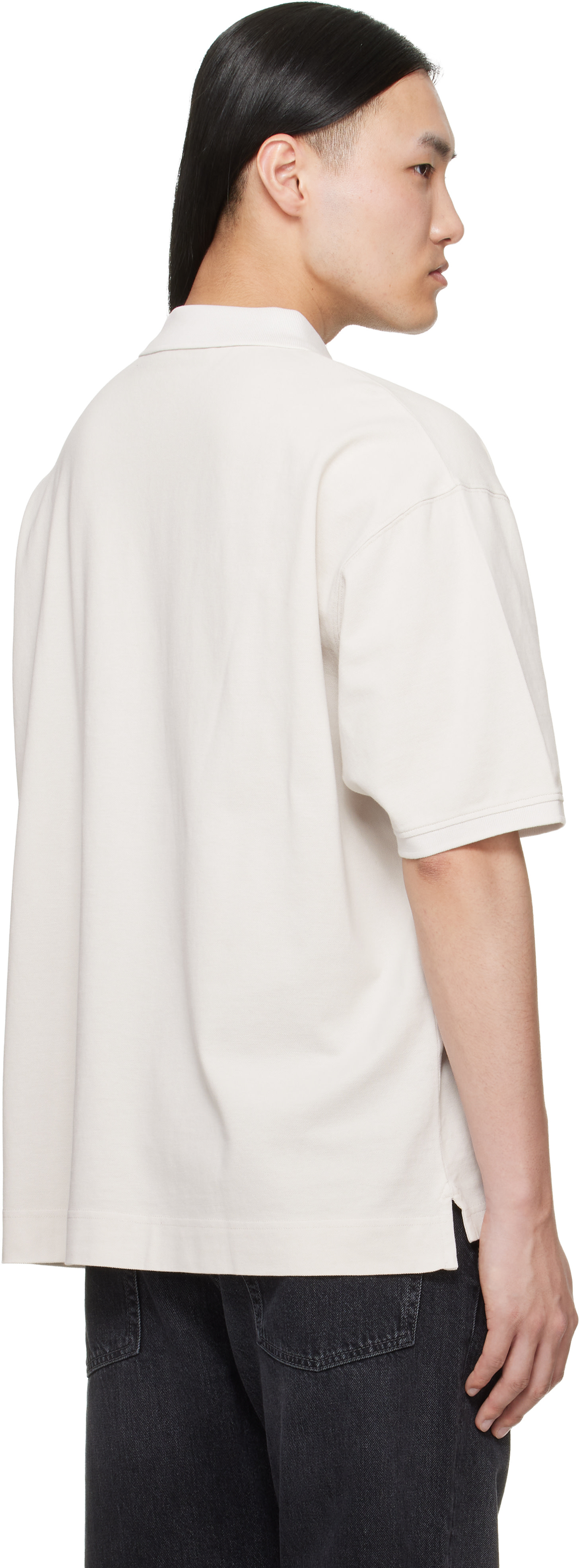 Acne Studios - Polo blanc cassé à logo