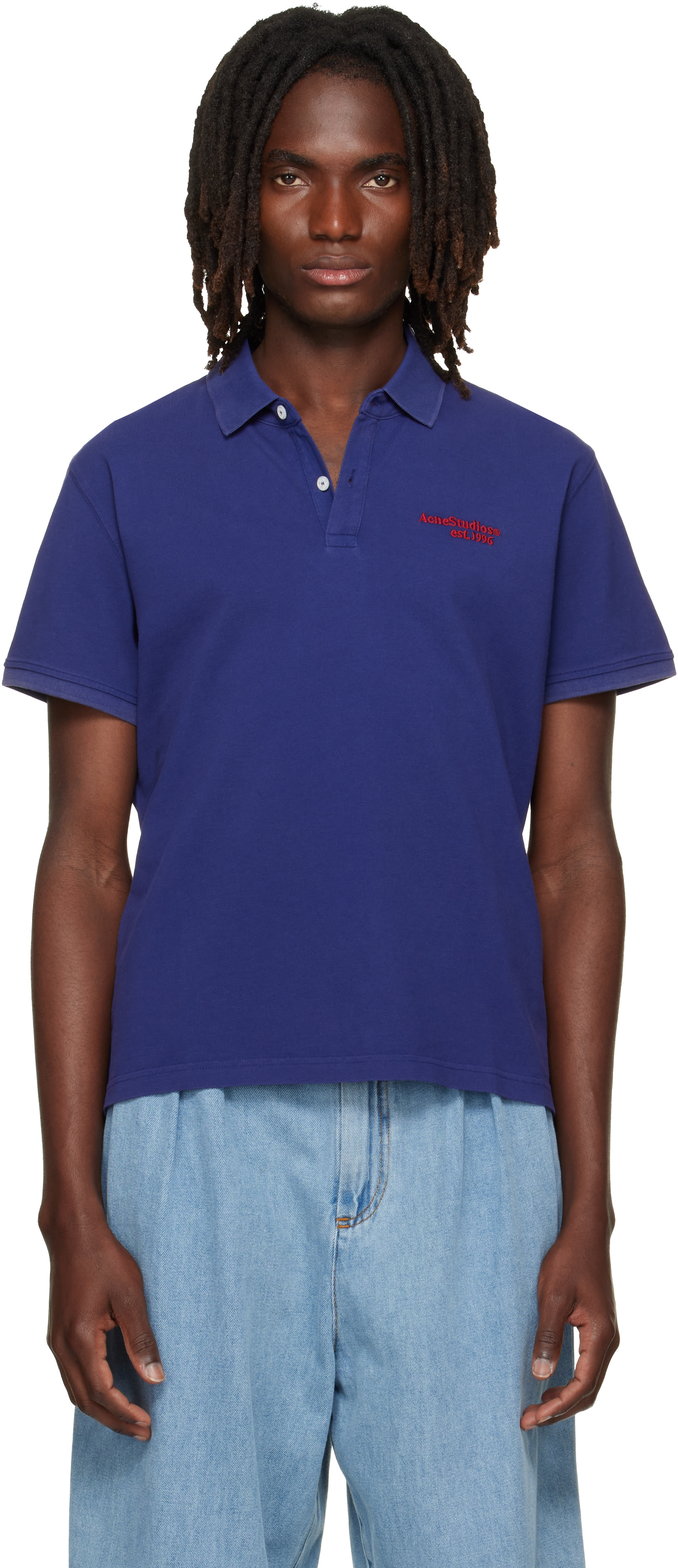 Acne Studios - Polo mauve à logo brodé