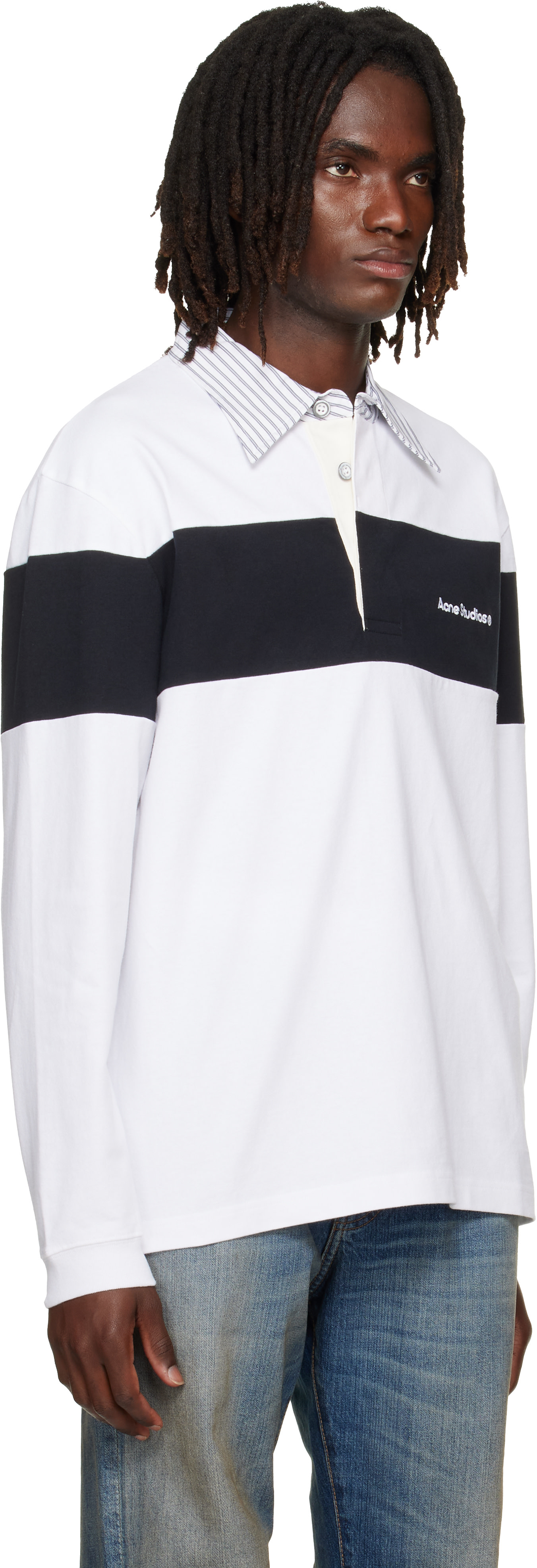 Acne Studios - Polo noir et blanc à rayures