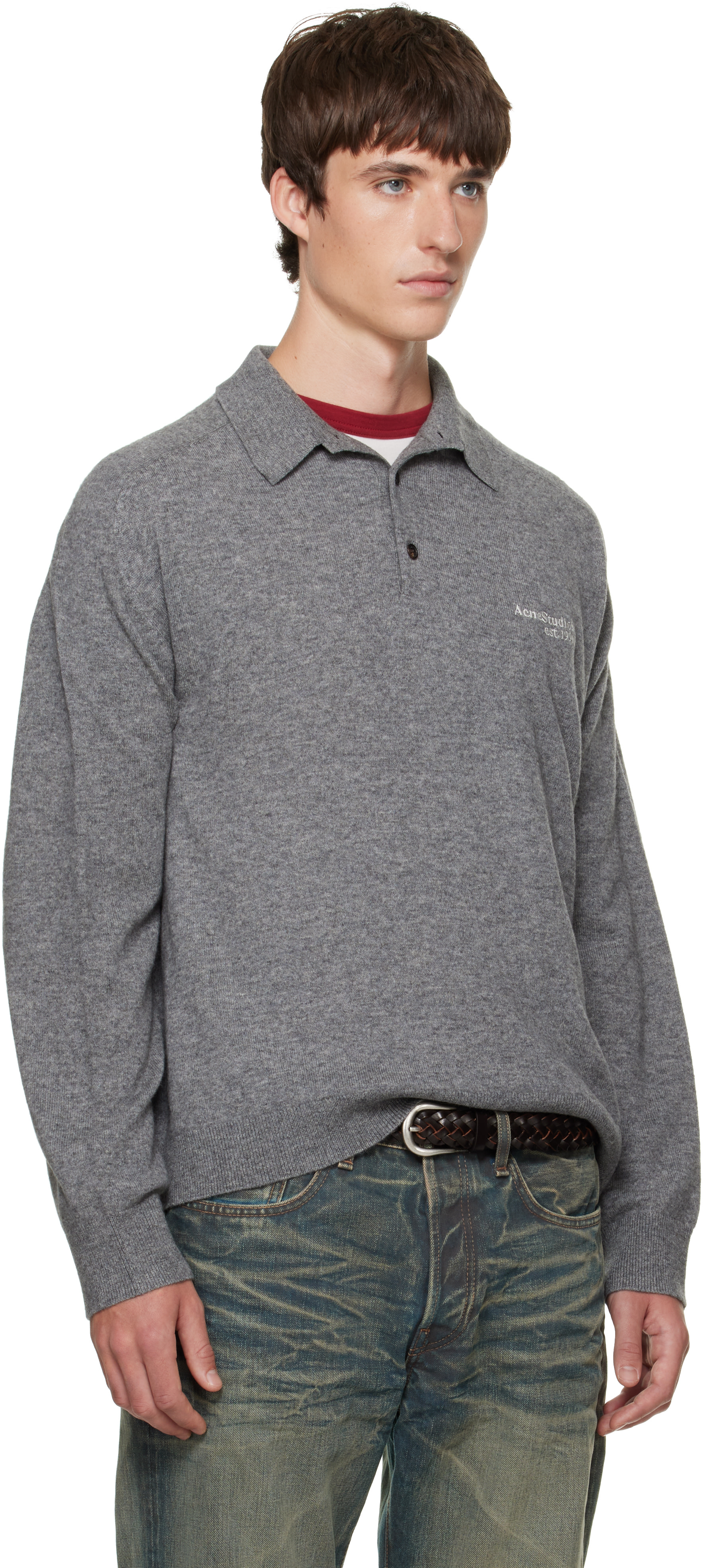 Acne Studios - Gray Wool Knit Polo