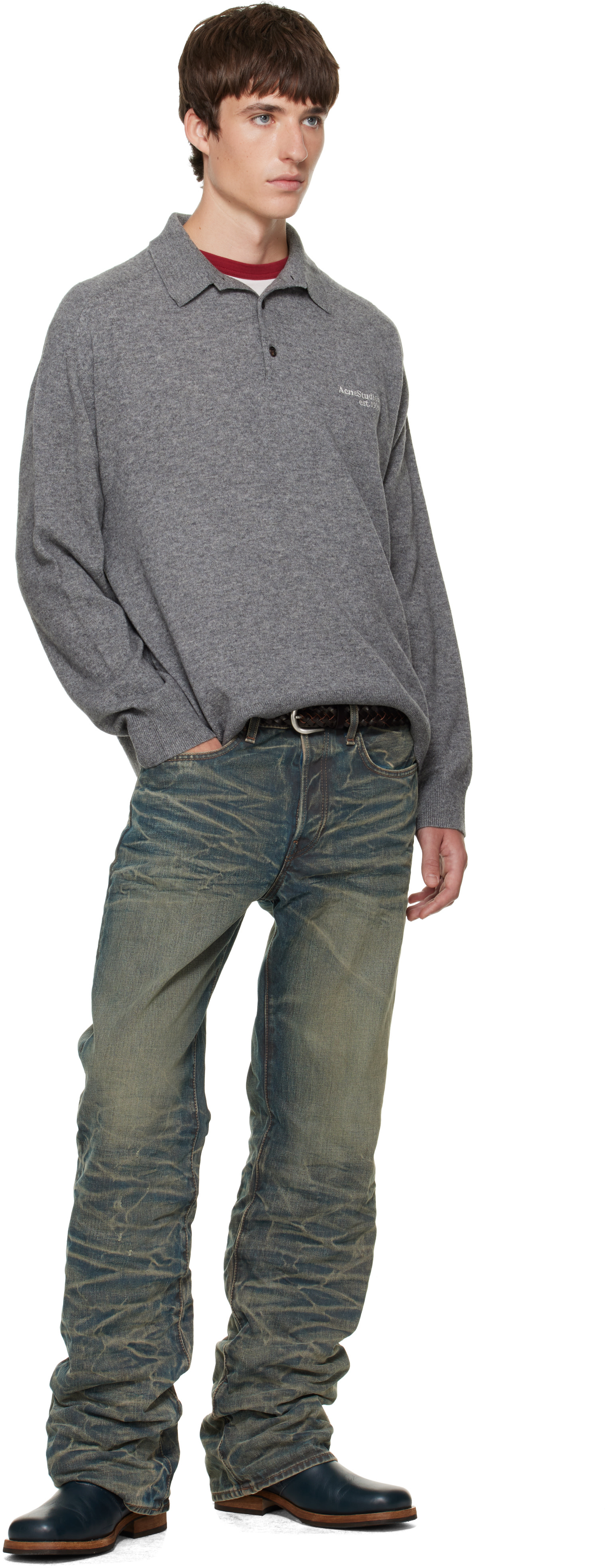 Acne Studios - Gray Wool Knit Polo