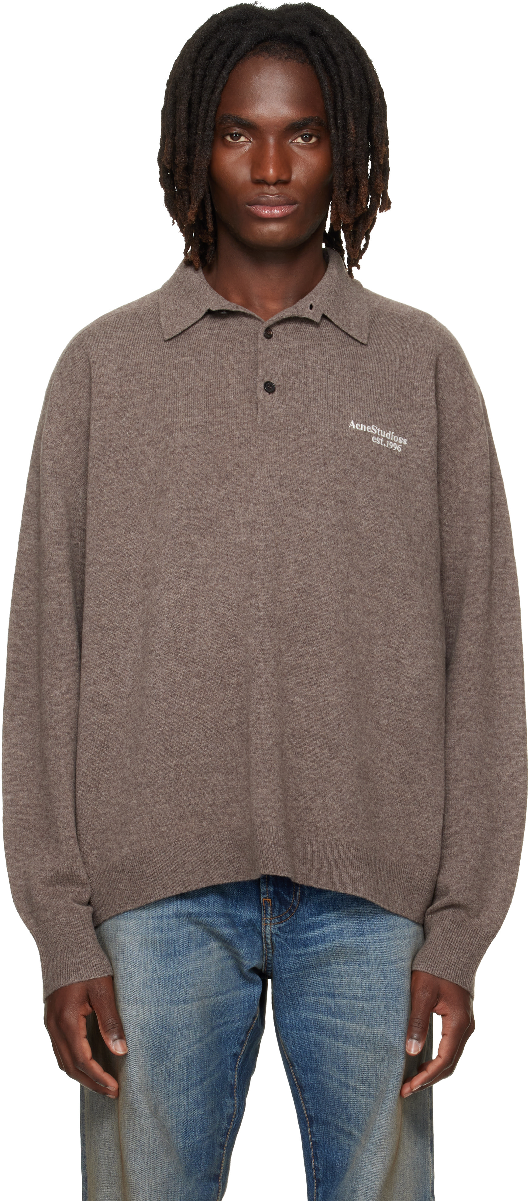Acne Studios - Brown Wool Knit Polo