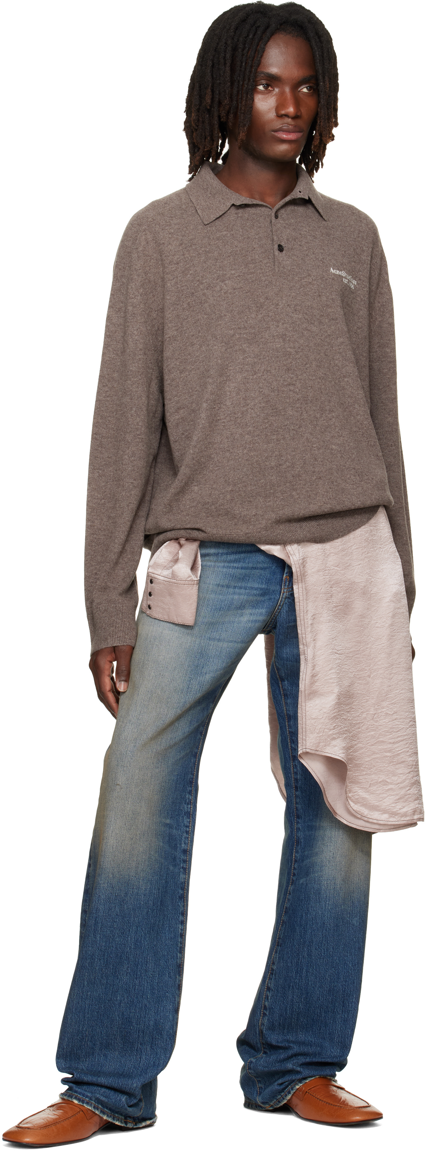 Acne Studios - Brown Wool Knit Polo