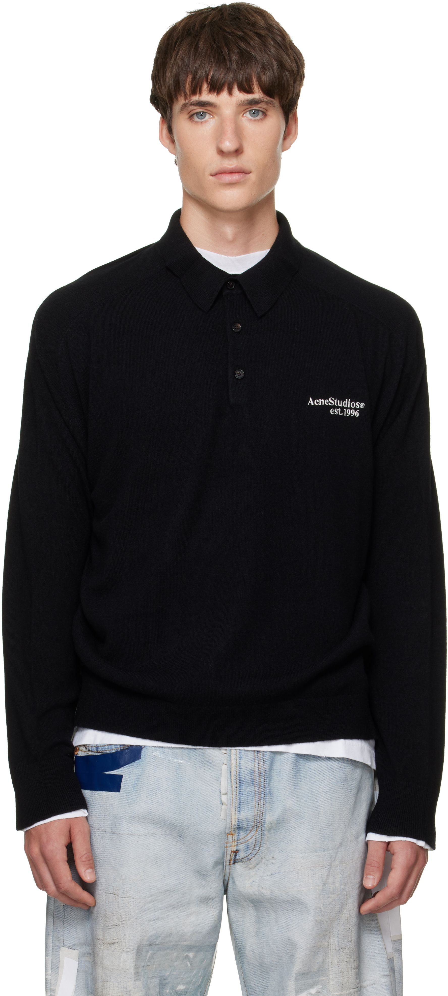Acne Studios - Black Wool Knit Polo