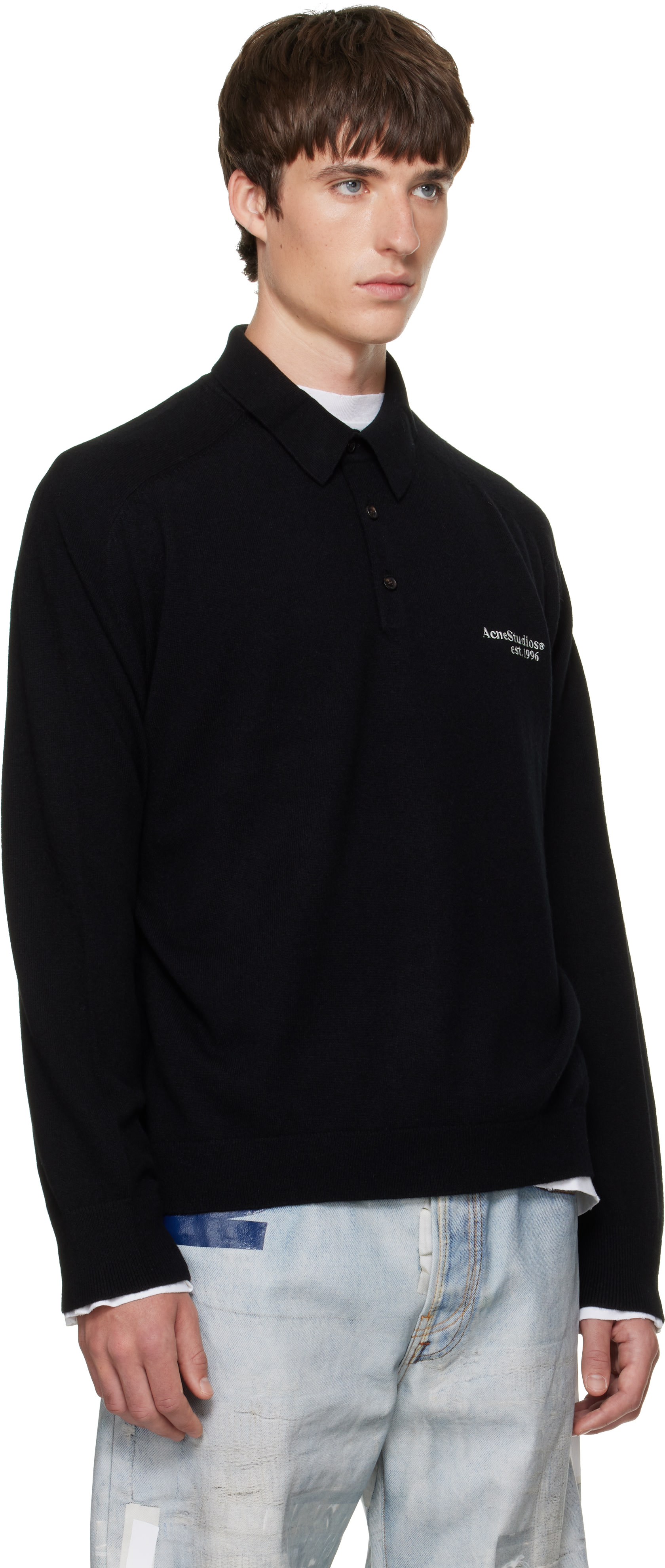 Acne Studios - Black Wool Knit Polo