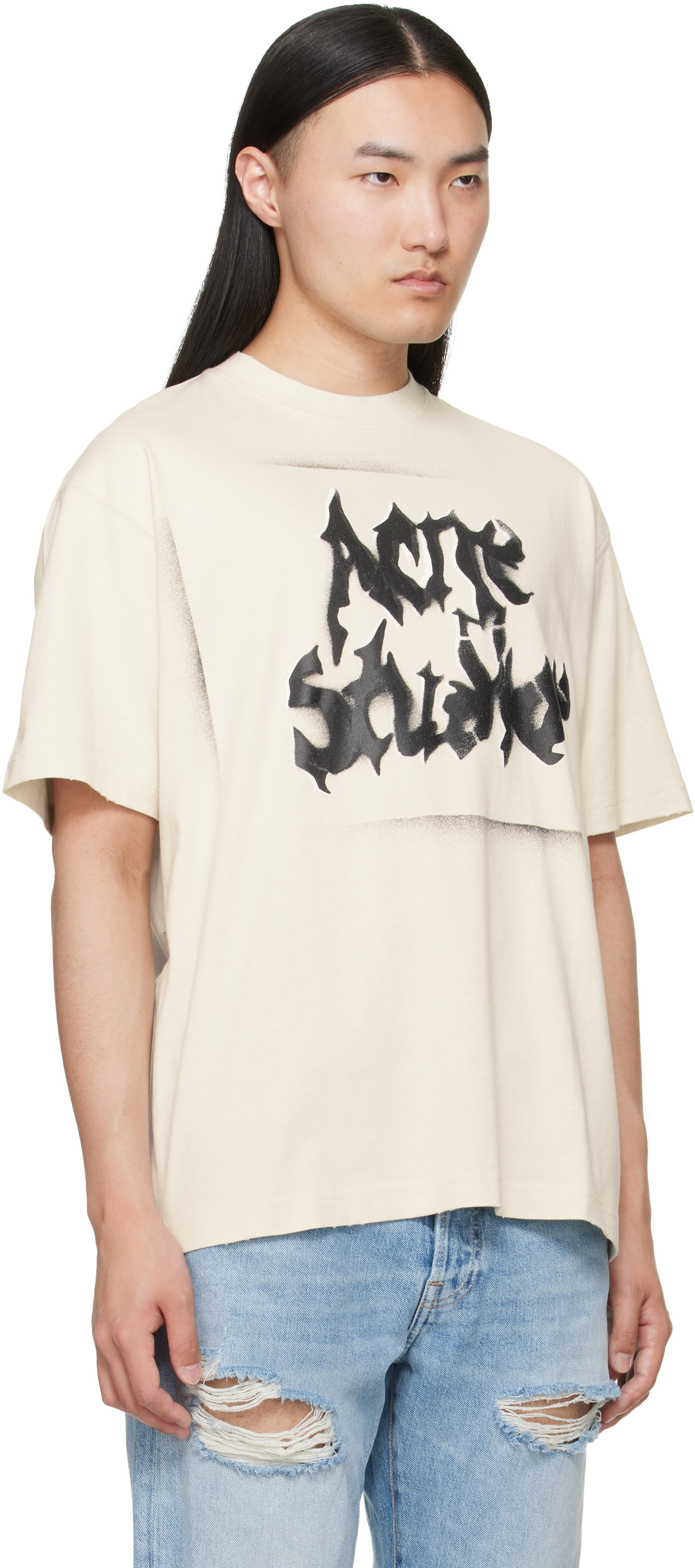 Acne Studios - 오프 화이트 고딕 로고 티셔츠