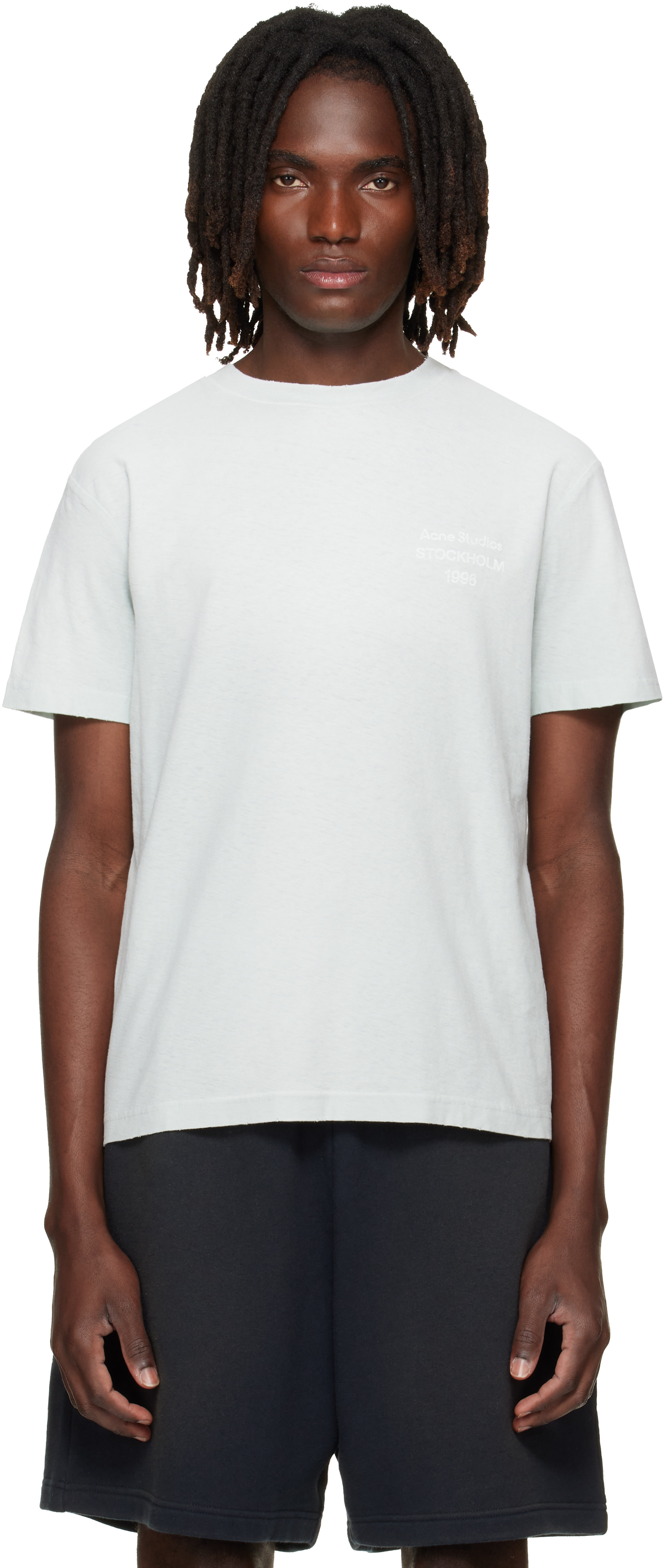 Acne Studios - T-shirt vert à logo à effet usé