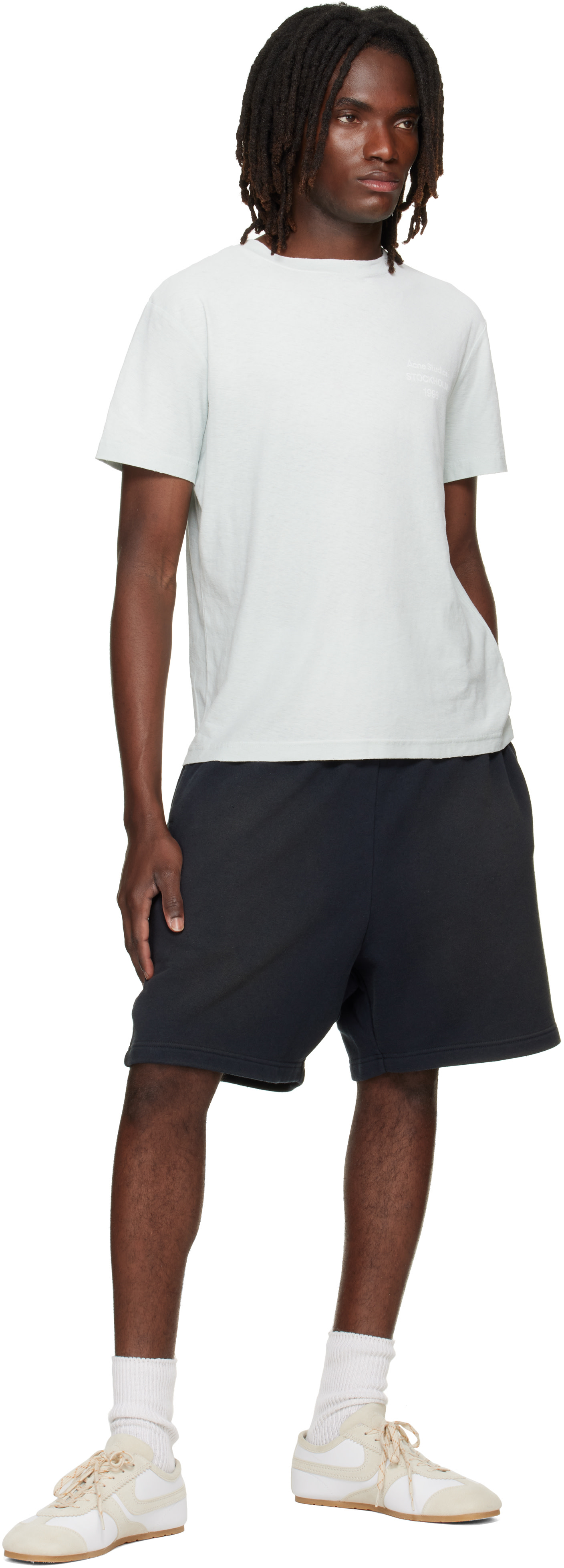 Acne Studios - T-shirt vert à logo à effet usé