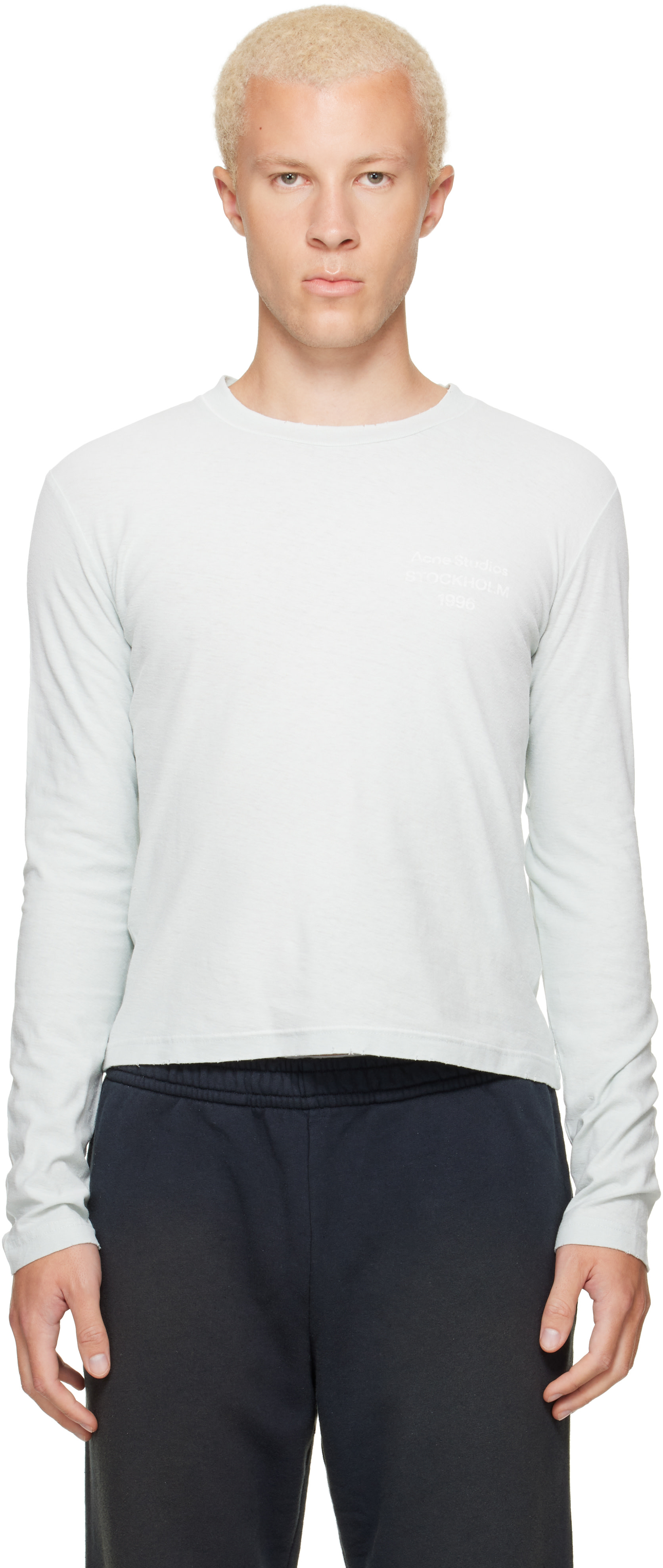 Acne Studios - T-shirt vert à logo à effet usé