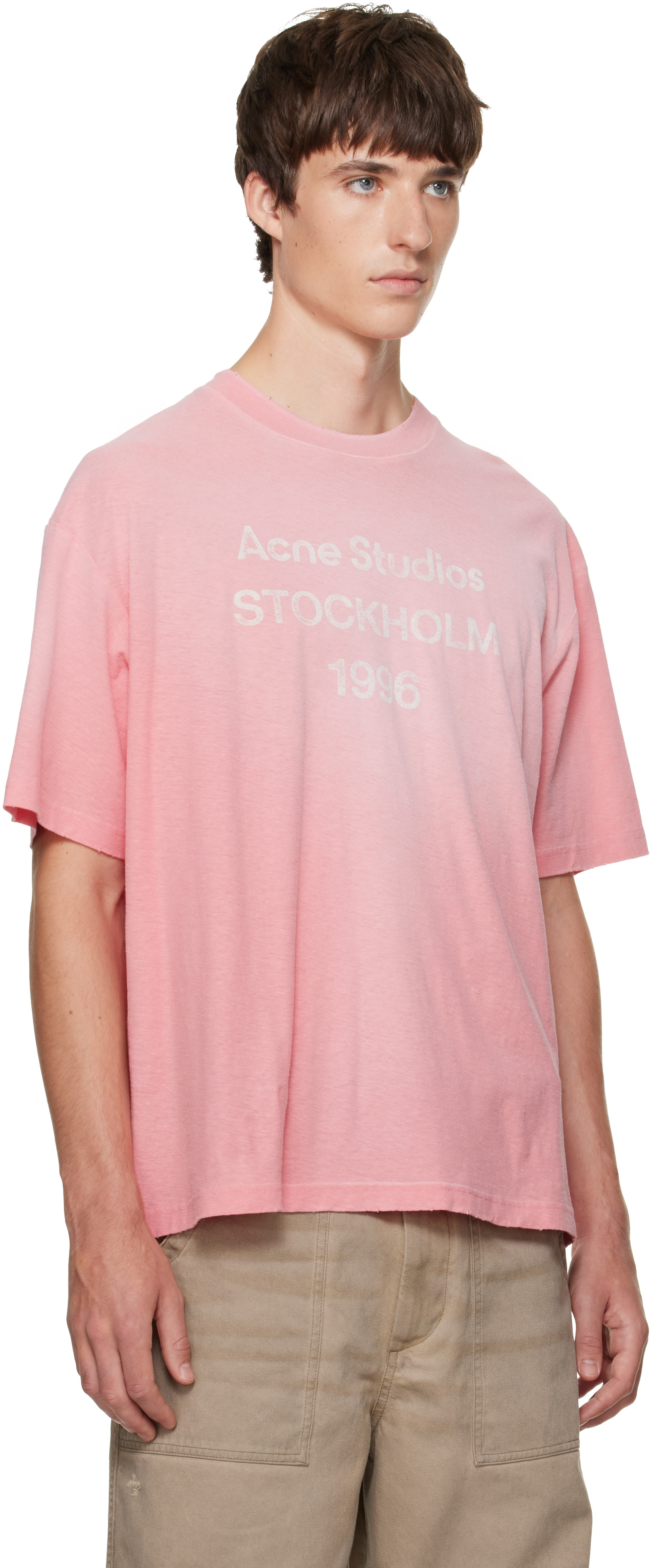 Acne Studios - Pink Sprayed Logo T-shirt