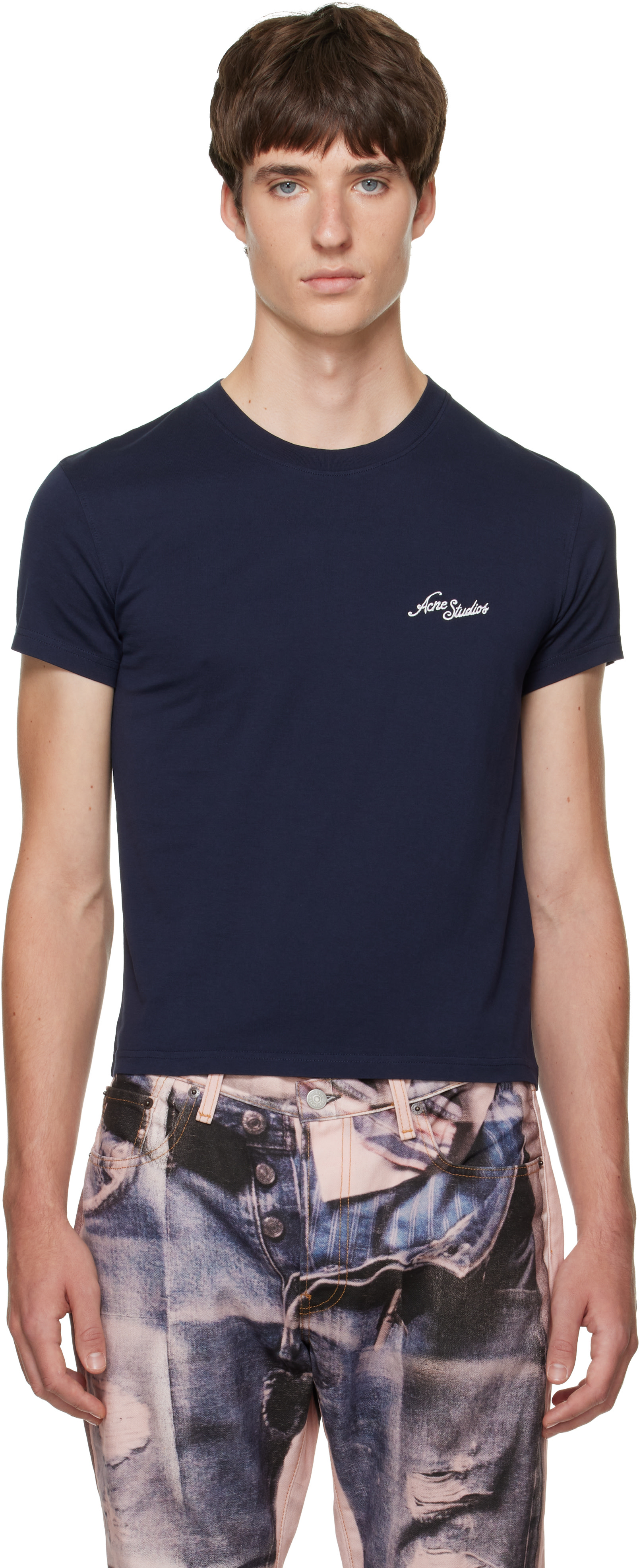 Acne Studios - Navy Jersey Logo T-shirt