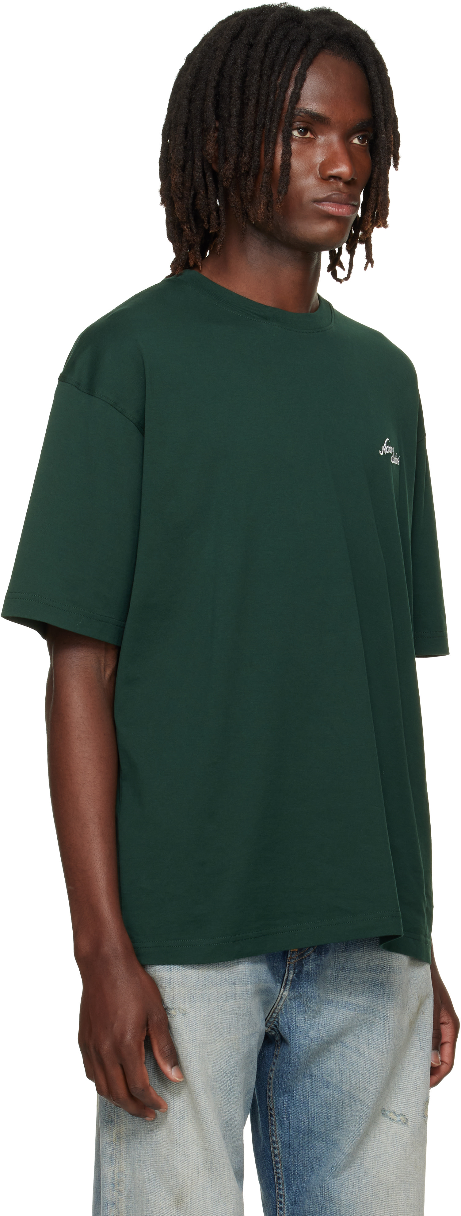Acne Studios - T-shirt vert à logo brodé