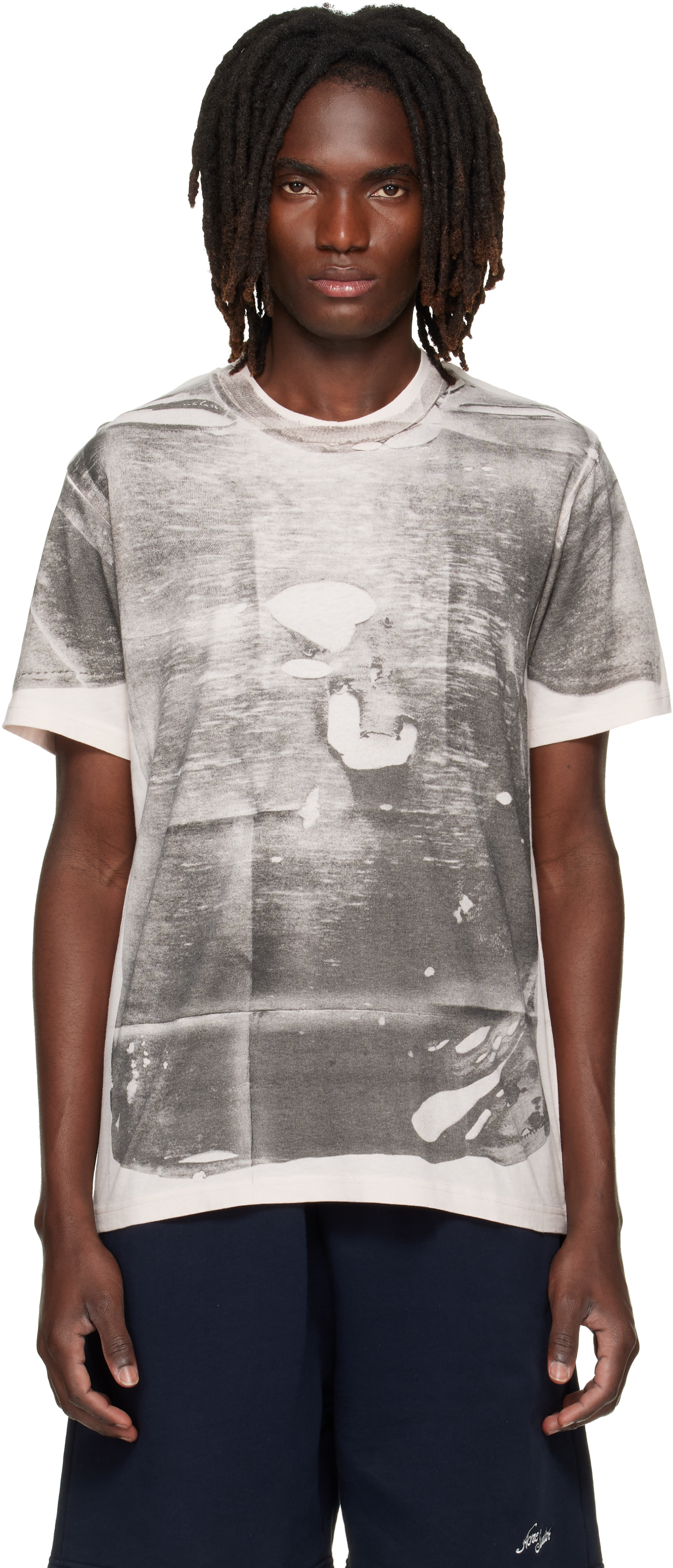 Acne Studios: Pink & Gray Tromp-l'œil T-shirt | SSENSE