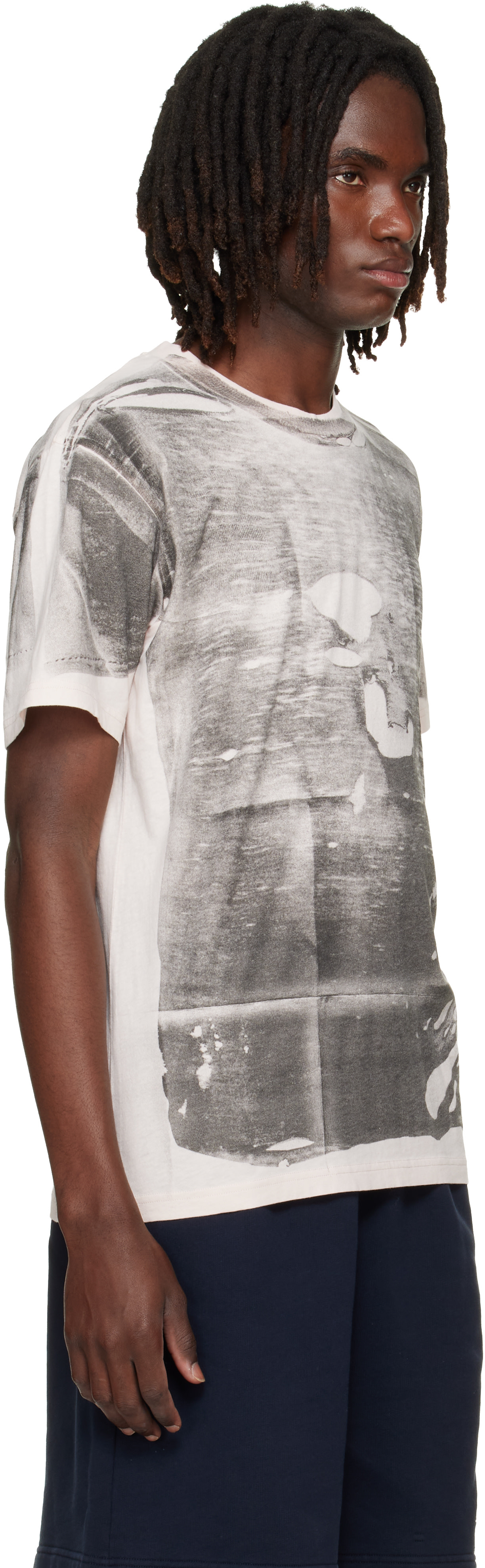 Acne Studios: Pink & Gray Tromp-l'œil T-shirt | SSENSE
