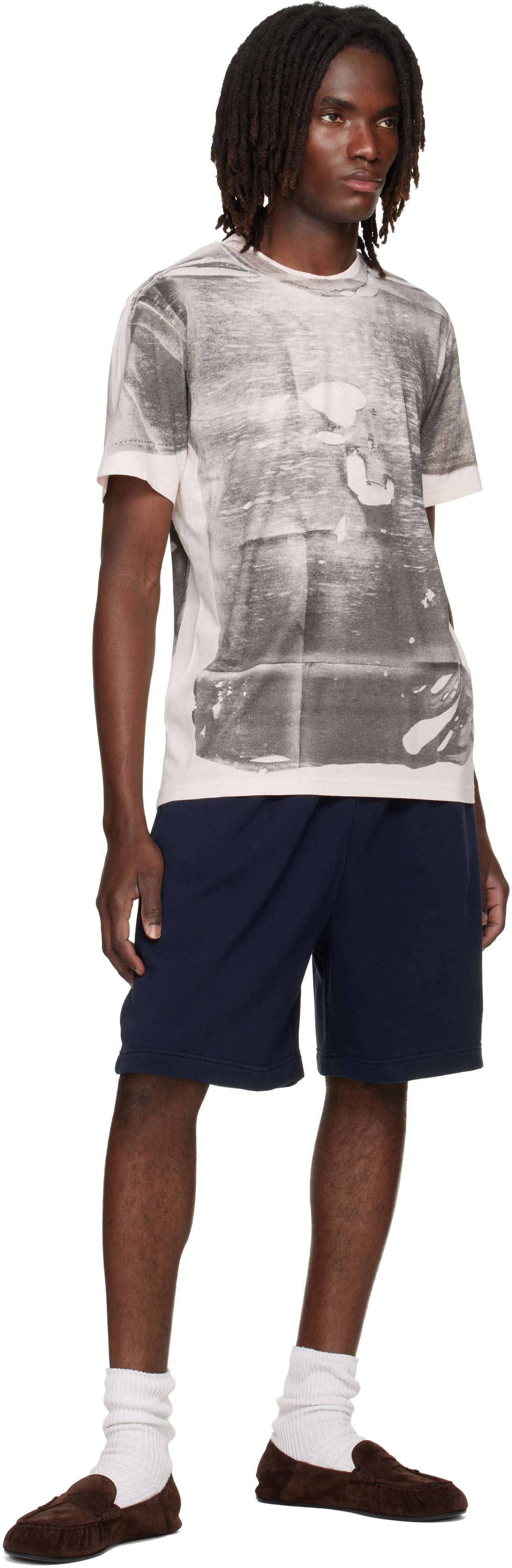 Acne Studios: Pink & Gray Tromp-l'œil T-shirt | SSENSE