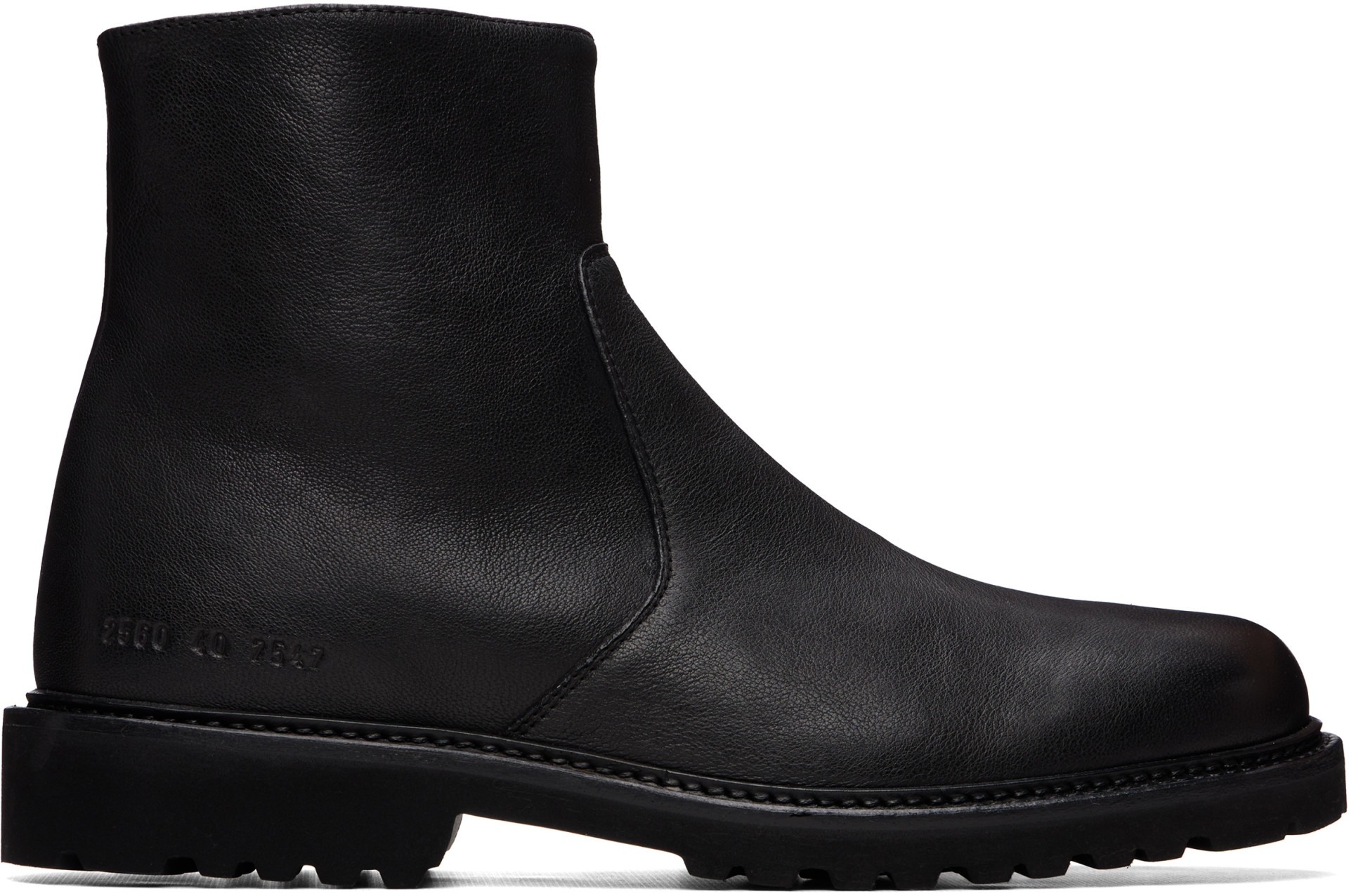 Common Projects - 黑色 Leather Piuma Zipper 踝靴