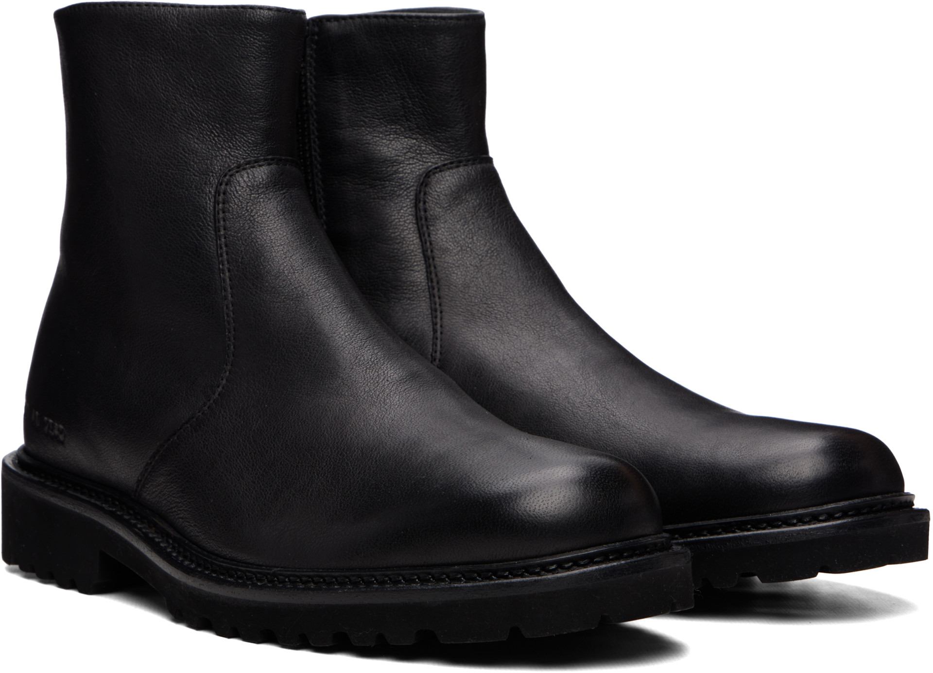 Common Projects - 黑色 Leather Piuma Zipper 踝靴