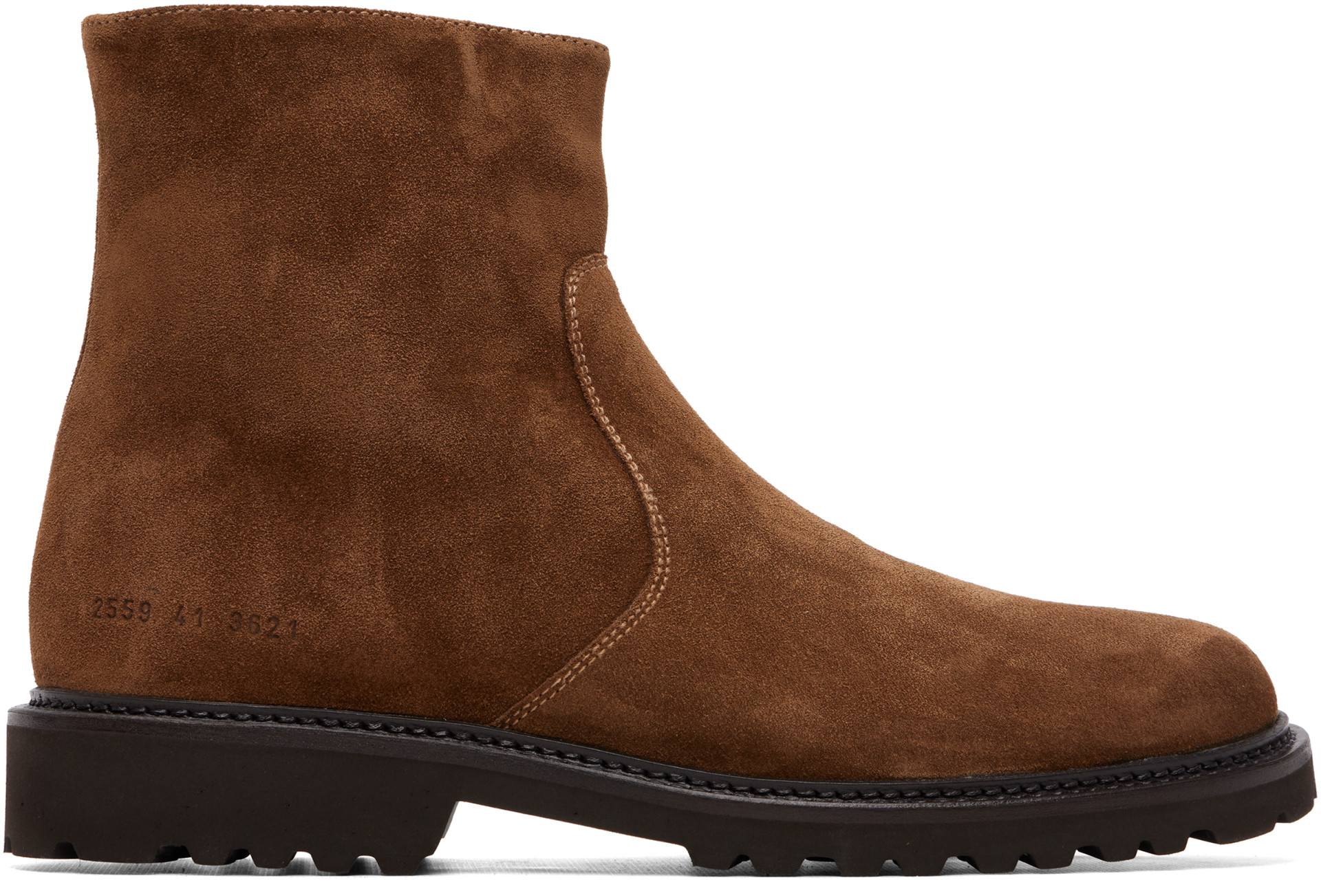 Common Projects - Brown Suede Piuma Zipper Boots