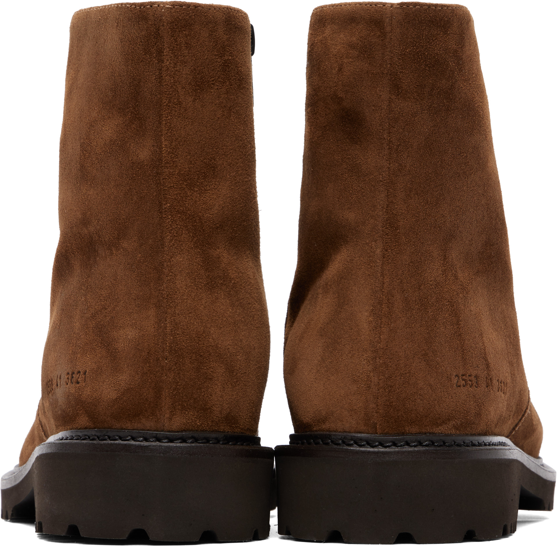 Common Projects - Brown Suede Piuma Zipper Boots